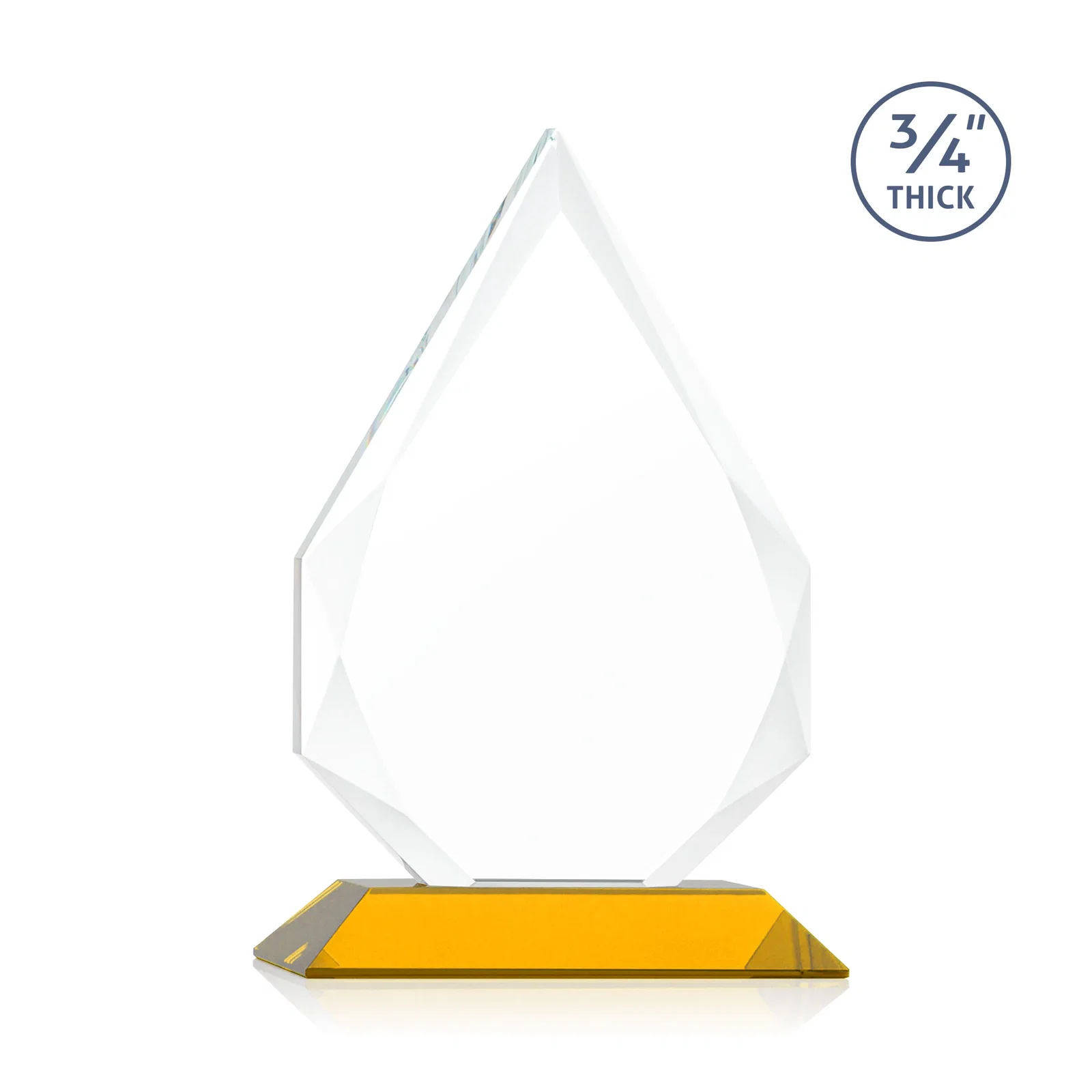 Custom engraved Starfire Crystal Peak Award With Facets Rising to a Point for dealer and partner awards