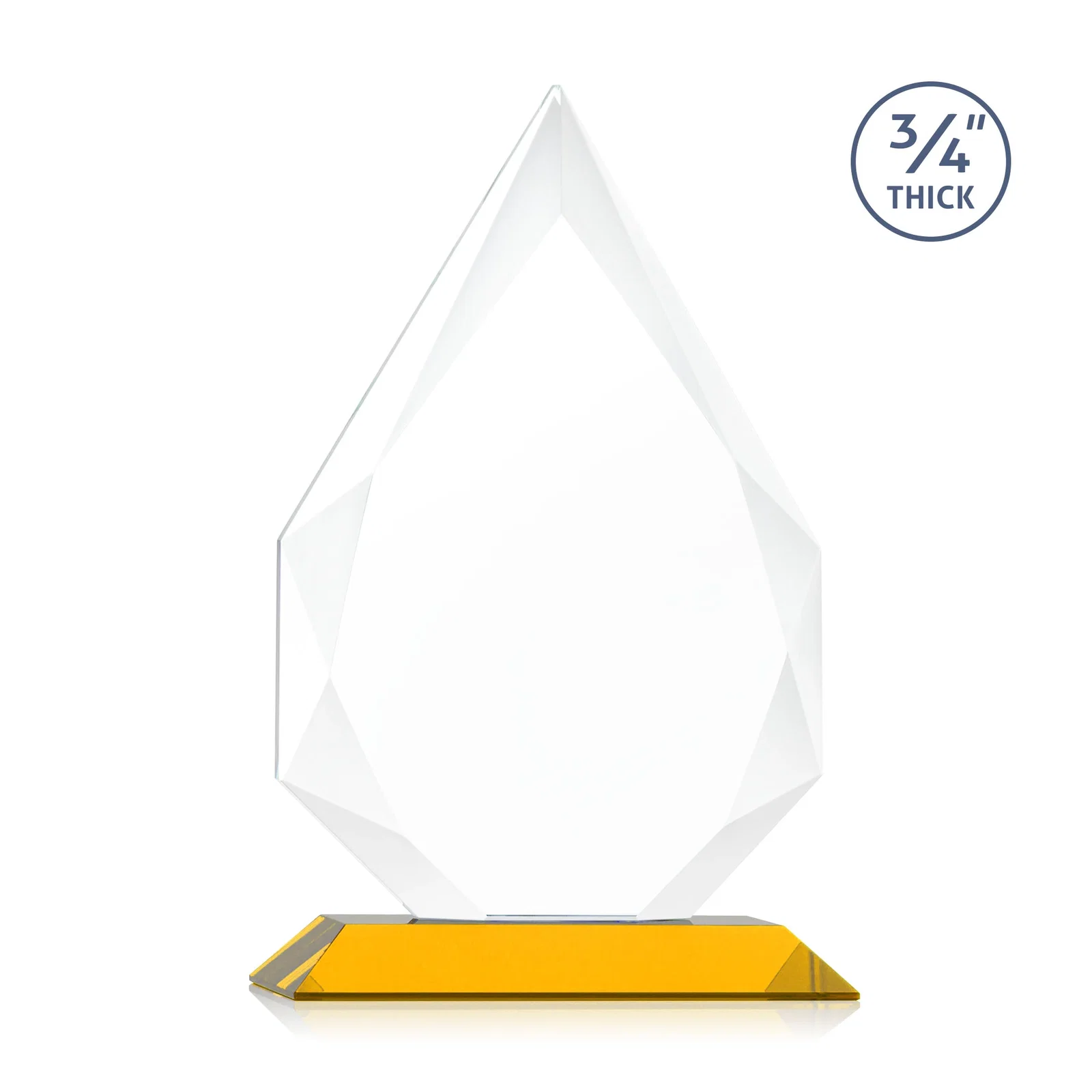 Custom engraved Starfire Crystal Peak Award With Facets Rising to a Point for company anniversary events