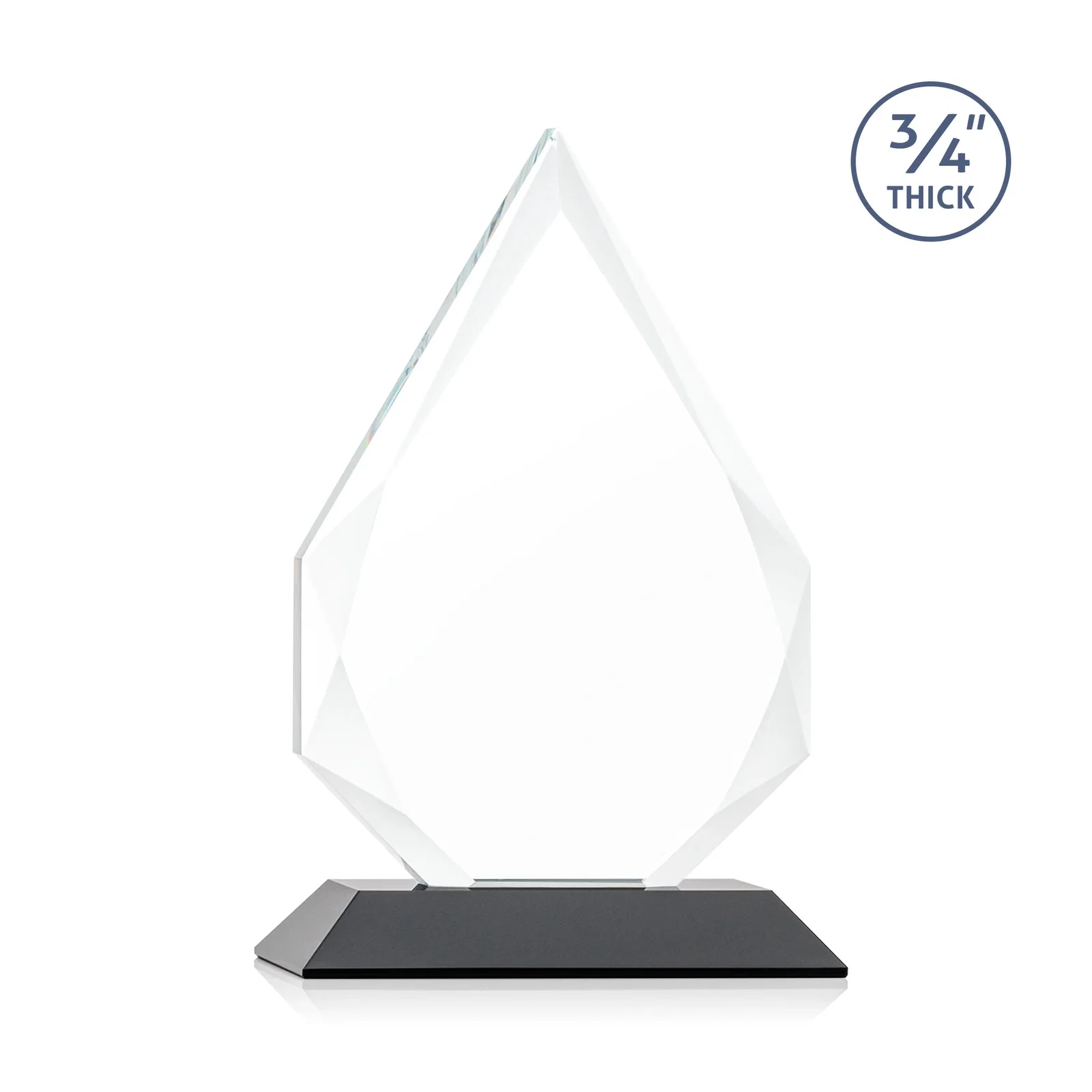 Custom Starfire Crystal Peak Award With Facets Rising to a Point, with your logo for retirement presentations