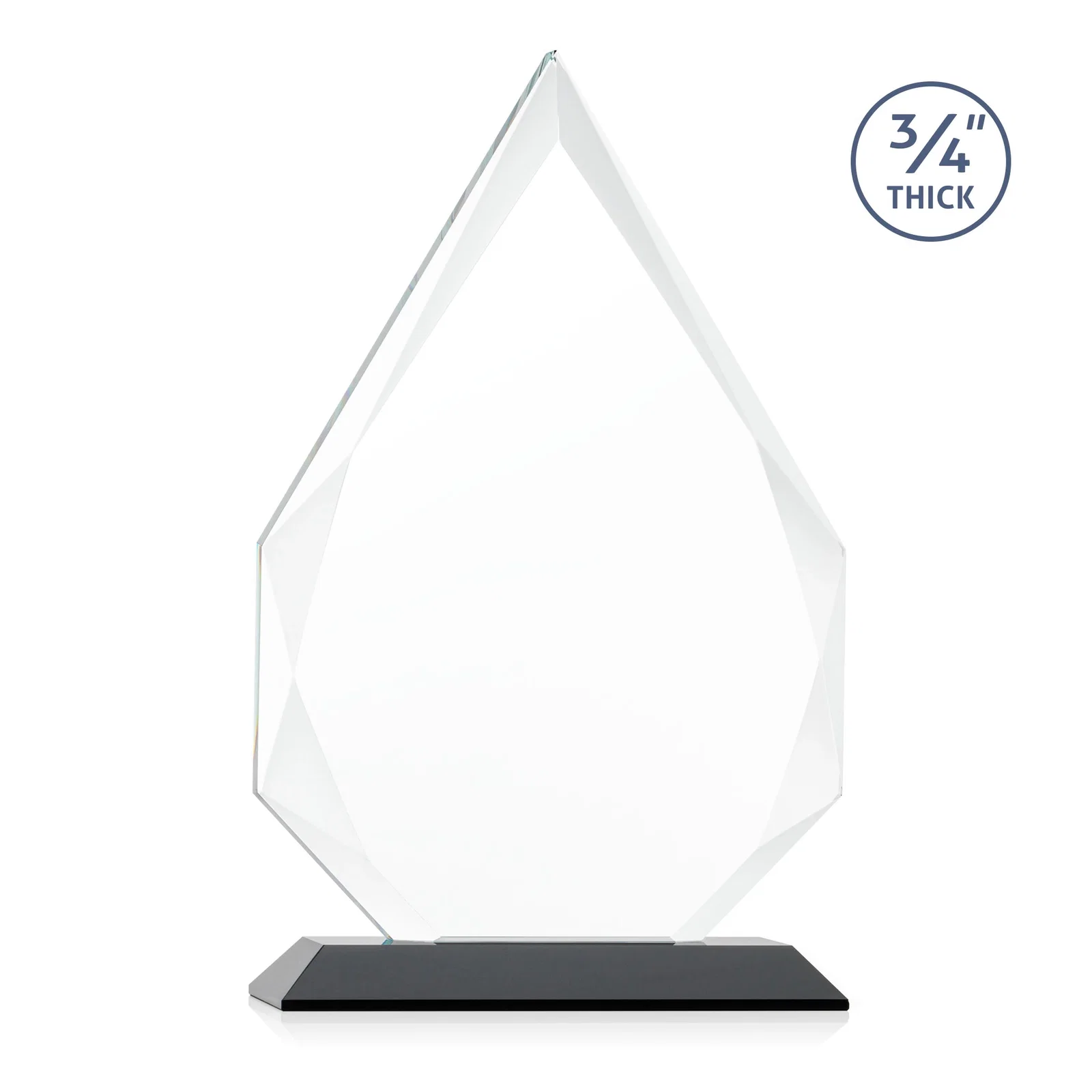 Custom Starfire Crystal Peak Award With Facets Rising to a Point, with your logo for donor appreciation
