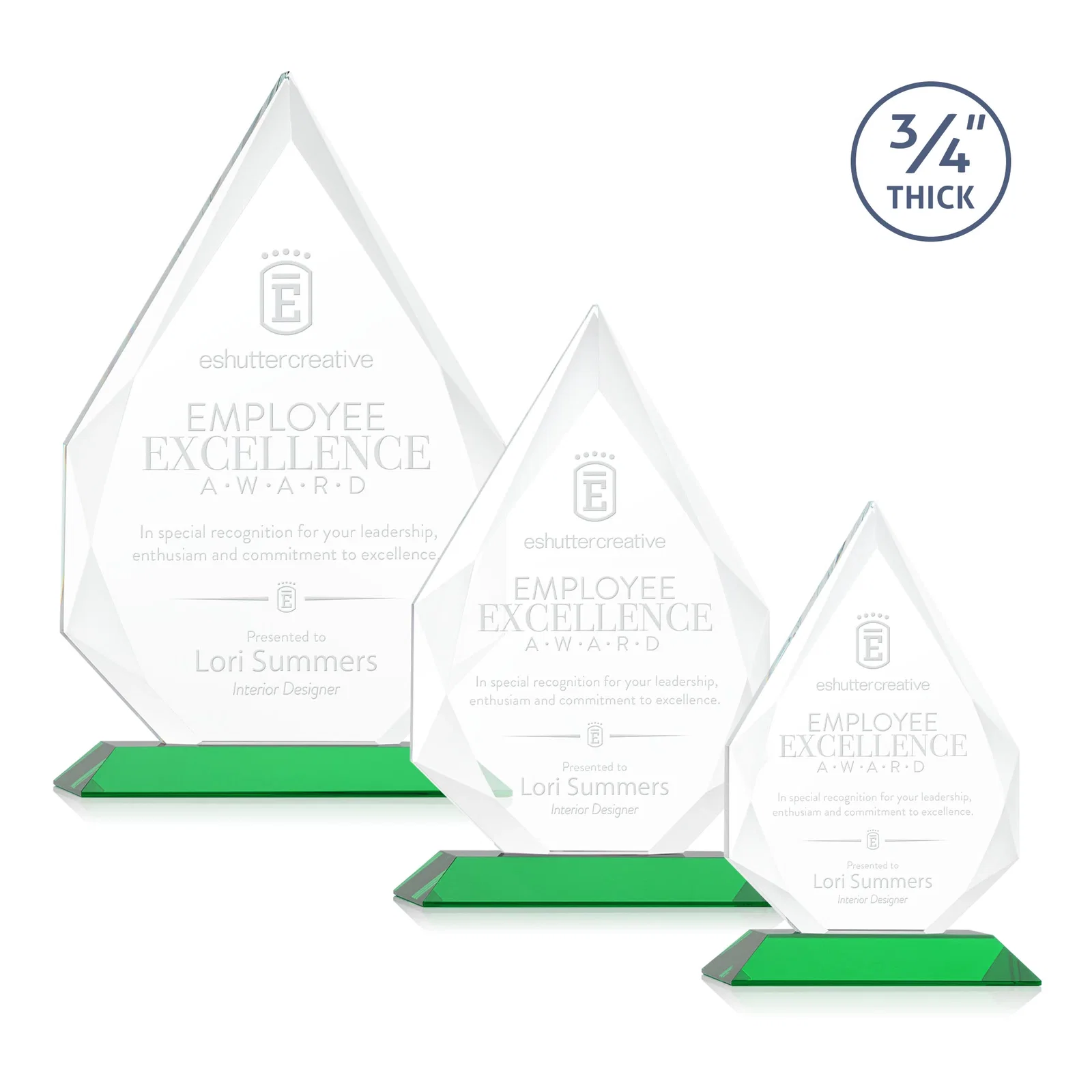 Personalized Starfire Crystal Peak Award With Facets Rising to a Point for service anniversary gifts