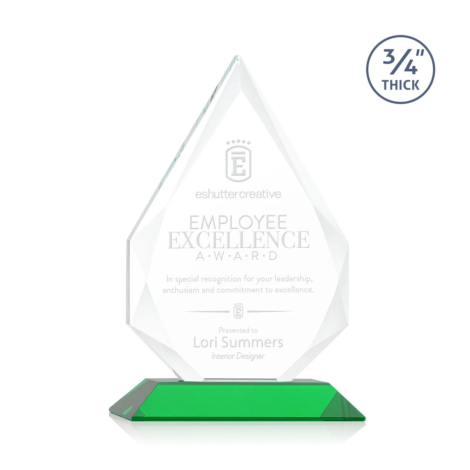 Personalized Starfire Crystal Peak Award With Facets Rising to a Point for sales achievement awards