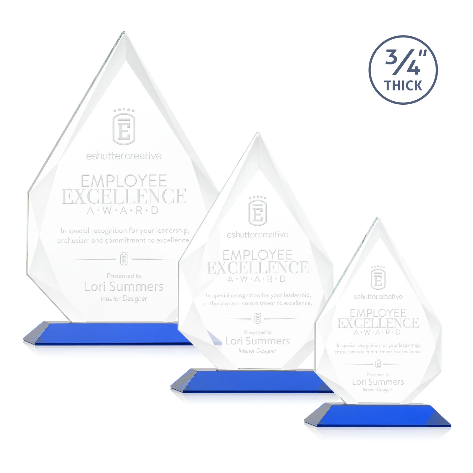 Personalized Starfire Crystal Peak Award With Facets Rising to a Point for dealer and partner awards