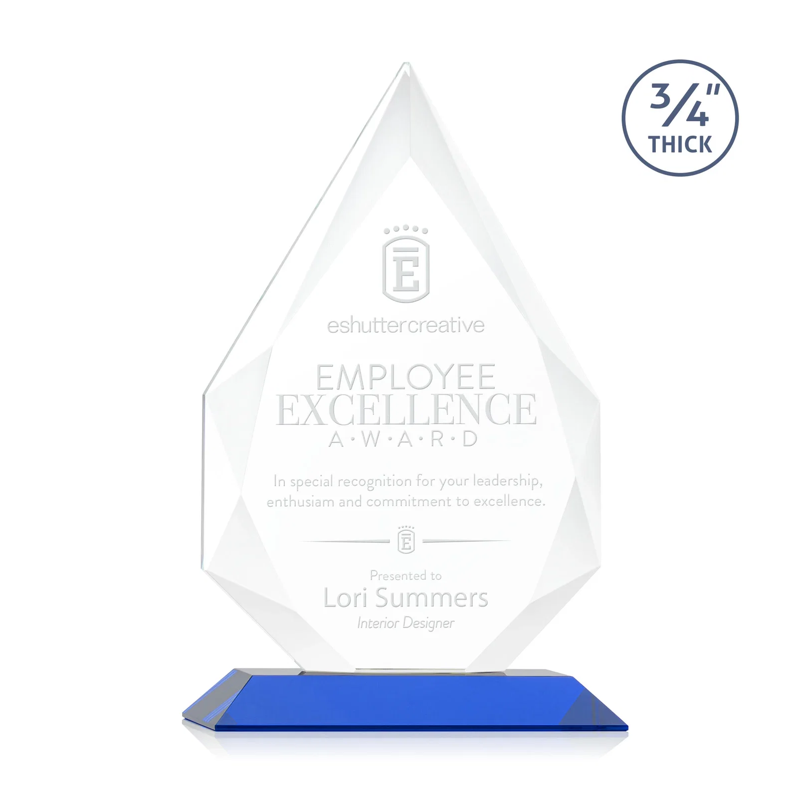 Promotional Starfire Crystal Peak Award With Facets Rising to a Point for employee recognition