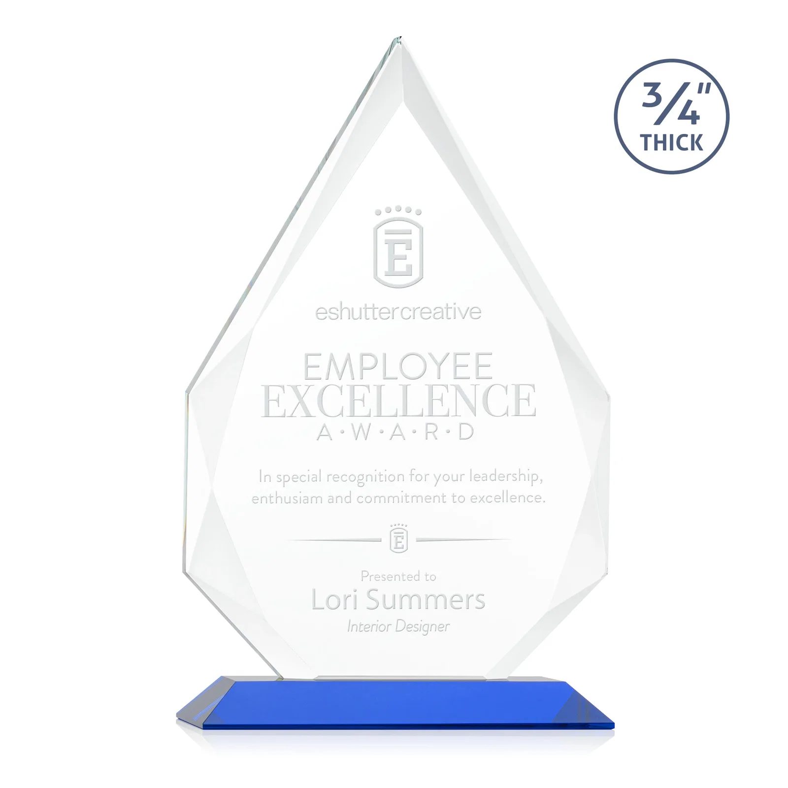 Promotional Starfire Crystal Peak Award With Facets Rising to a Point for corporate award ceremonies