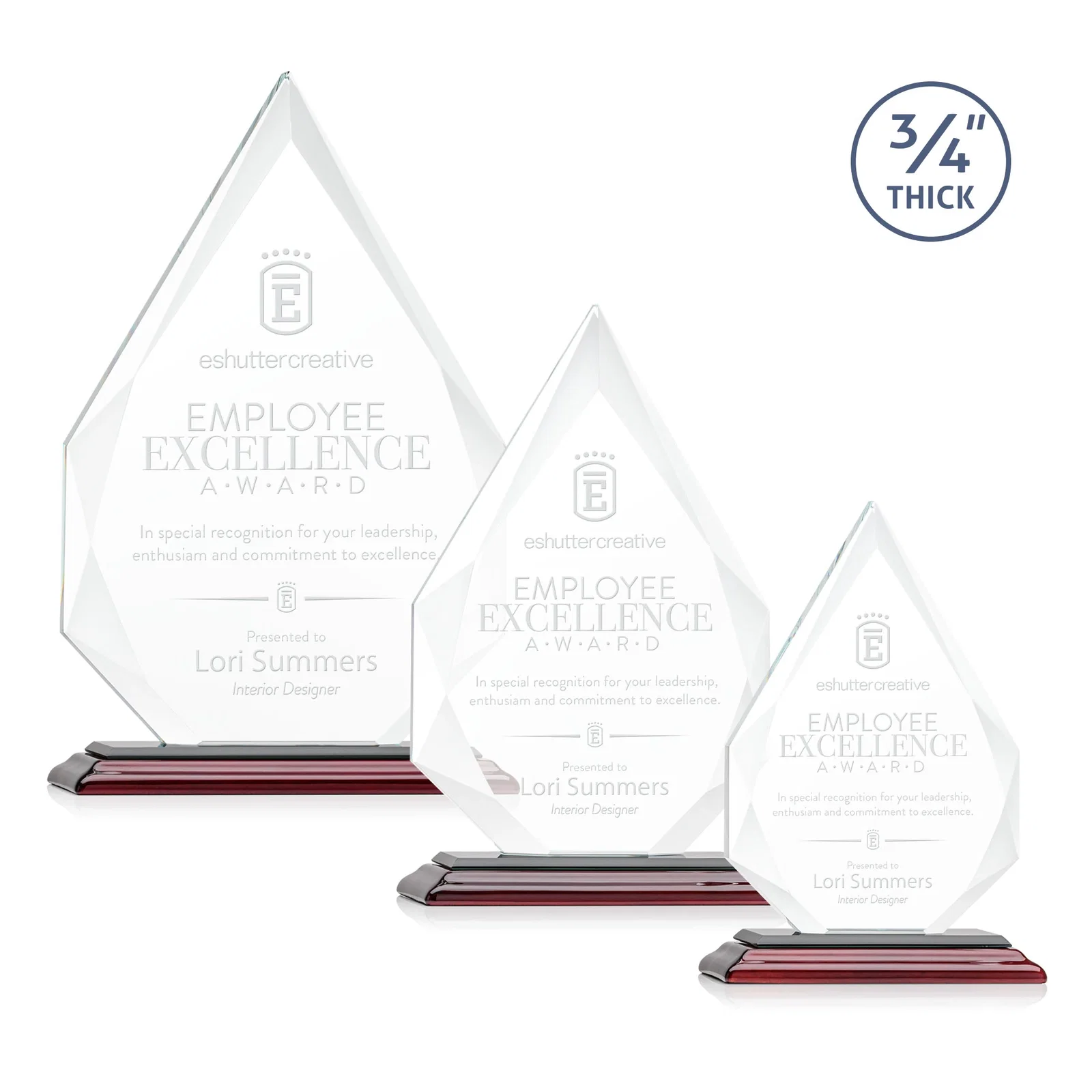Promotional Starfire Crystal Peak Award With Facets Rising to a Point for service anniversary gifts