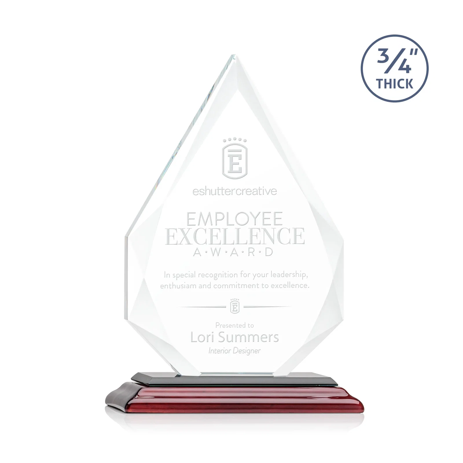 Promotional Starfire Crystal Peak Award With Facets Rising to a Point for sales achievement awards