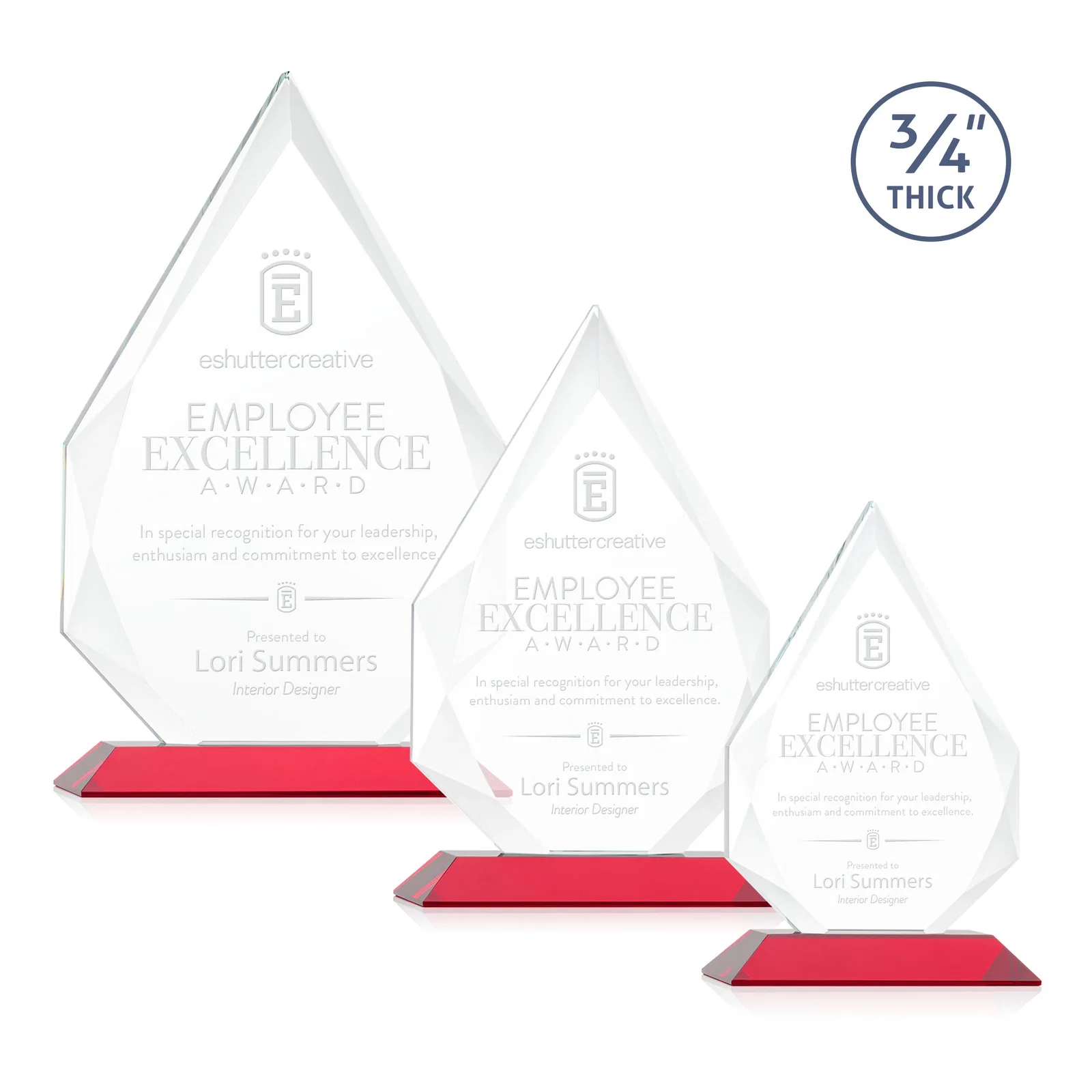 Promotional Starfire Crystal Peak Award With Facets Rising to a Point for donor appreciation