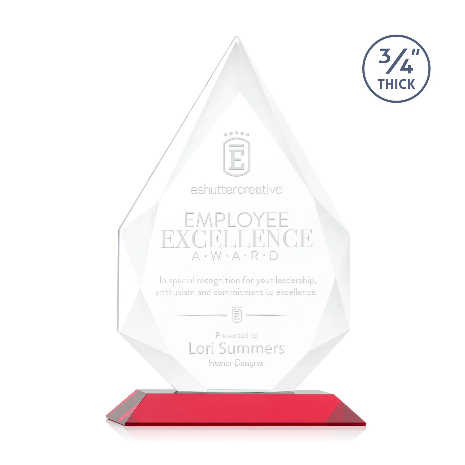 Promotional Starfire Crystal Peak Award With Facets Rising to a Point for safety achievement programs