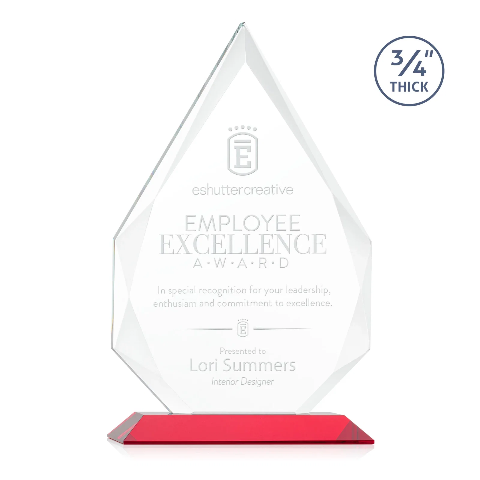 Promotional Starfire Crystal Peak Award With Facets Rising to a Point for volunteer appreciation