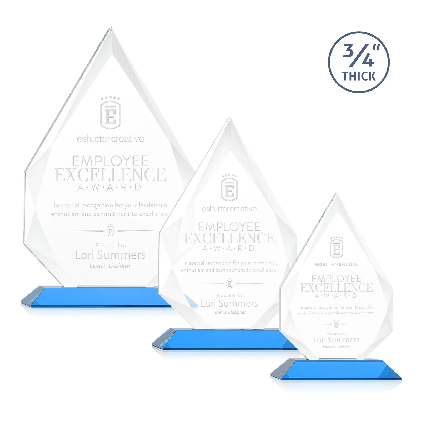 Promotional Starfire Crystal Peak Award With Facets Rising to a Point for dealer and partner awards