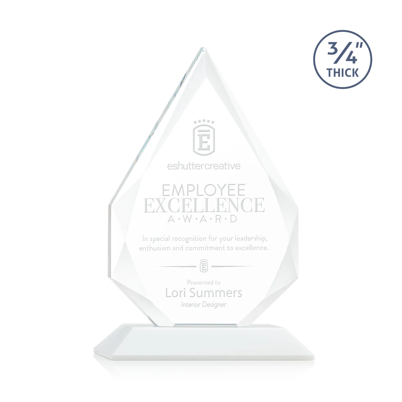 Branded Starfire Crystal Peak Award With Facets Rising to a Point for sales achievement awards