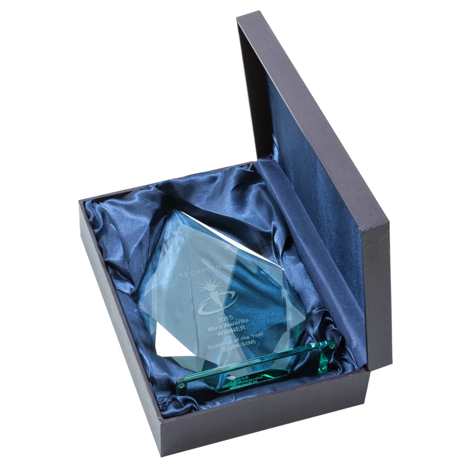 Custom Starfire Crystal Peak Award With Facets Rising to a Point for retirement presentations