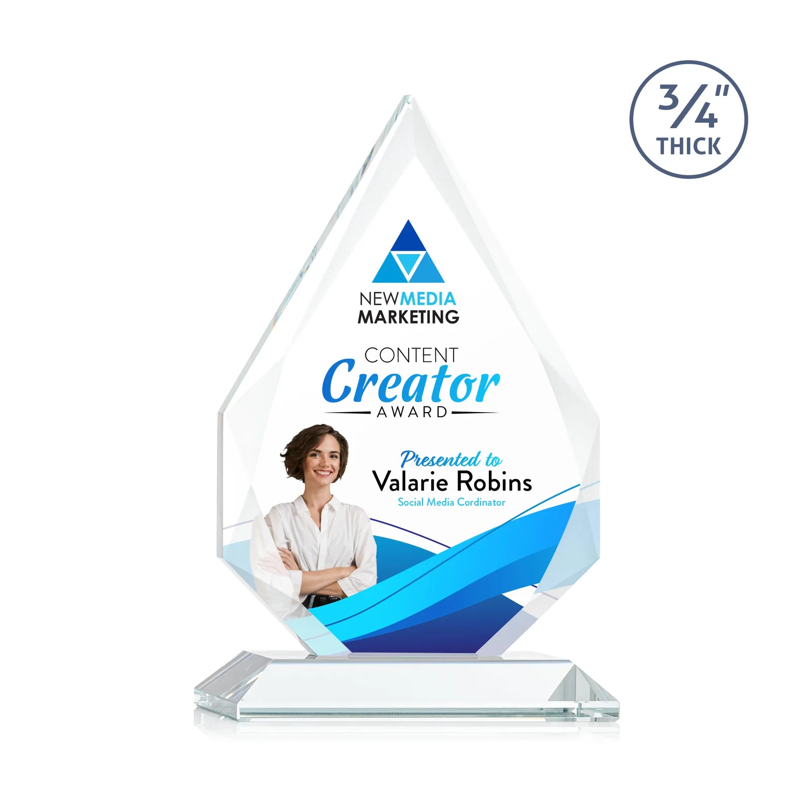 Branded Starfire Crystal Peak Award With Facets Rising to a Point for graduation ceremonies