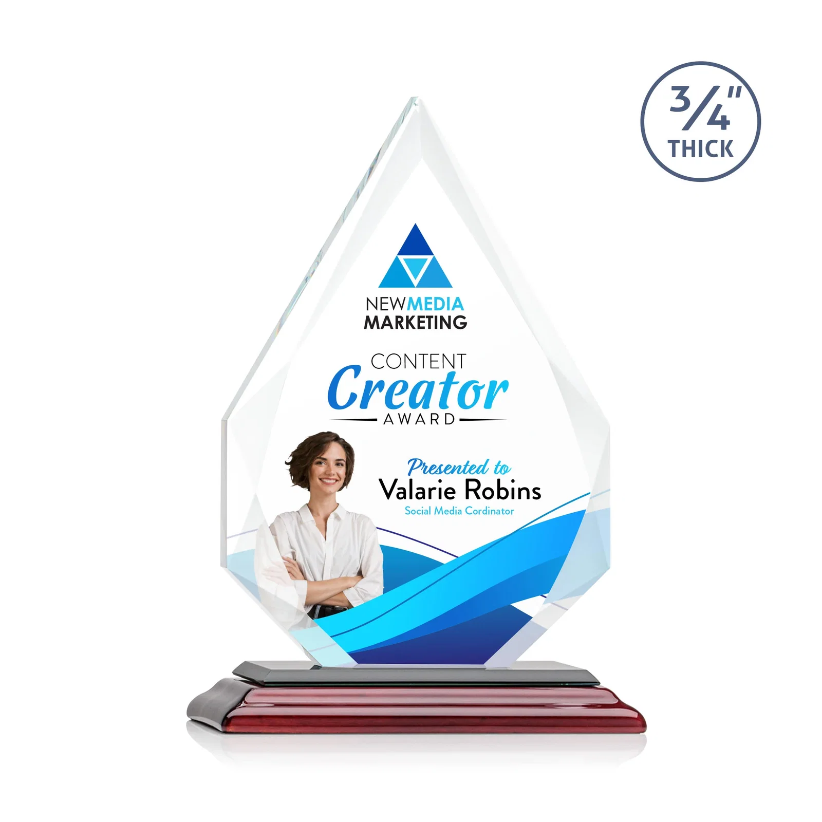 Customized Starfire Crystal Peak Award With Facets Rising to a Point for sales achievement awards