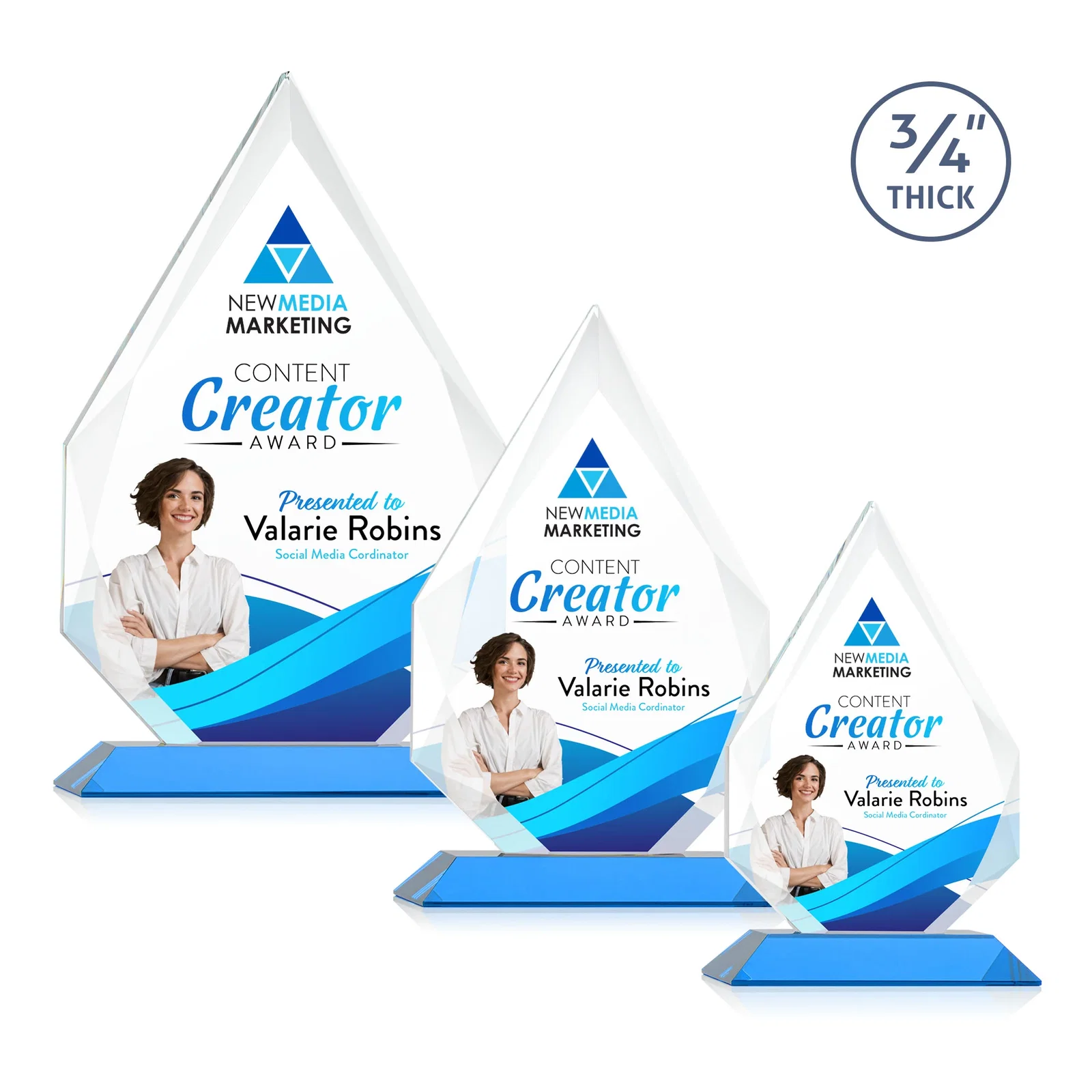Customized Starfire Crystal Peak Award With Facets Rising to a Point for dealer and partner awards