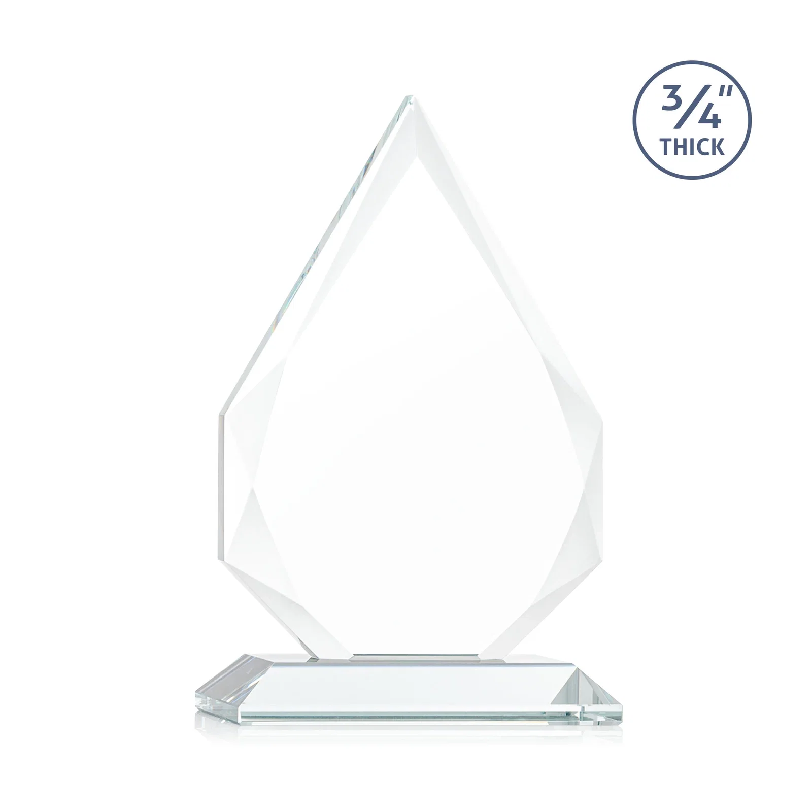 Custom engraved Starfire Crystal Peak Award With Facets Rising to a Point for donor appreciation