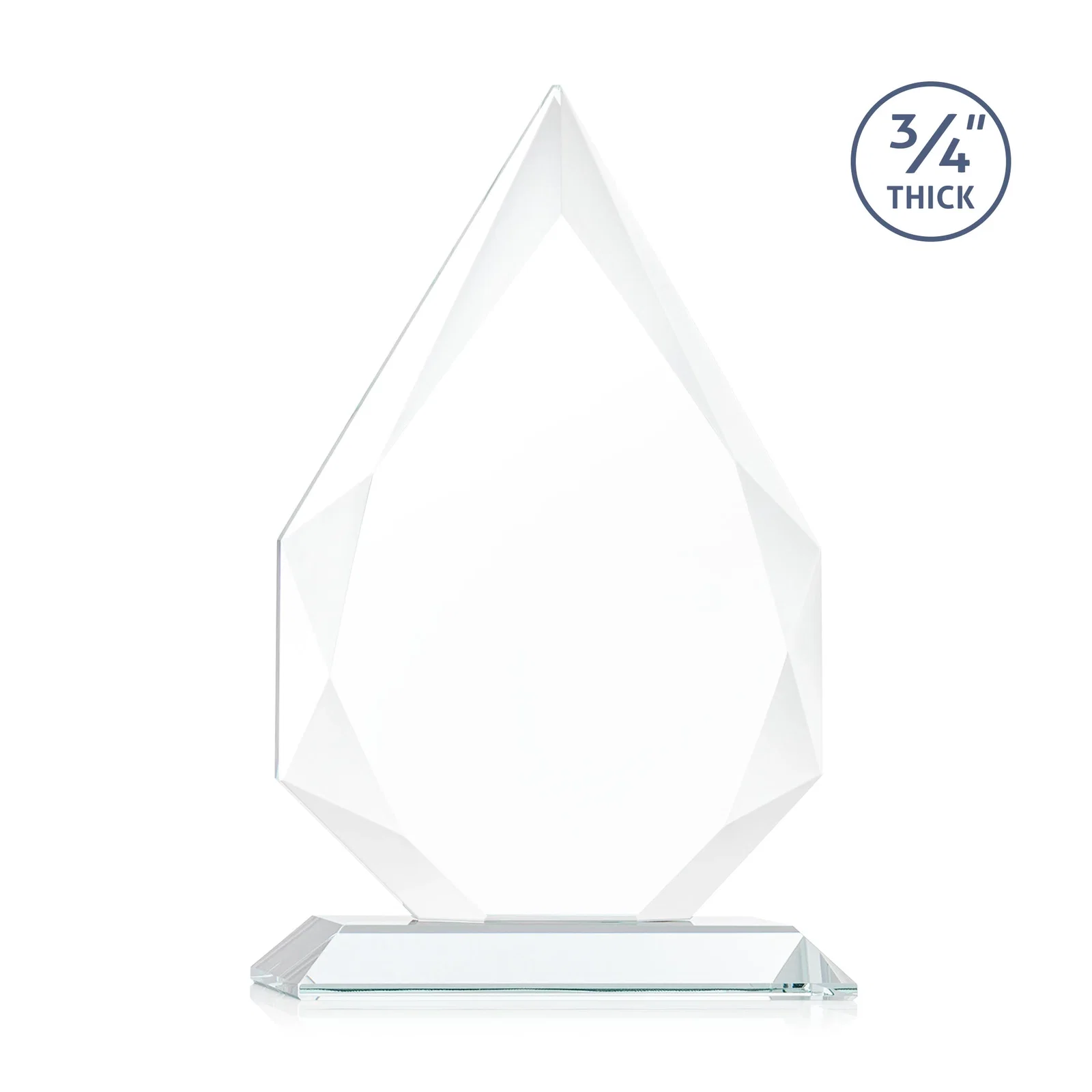 Custom engraved Starfire Crystal Peak Award With Facets Rising to a Point for graduation ceremonies