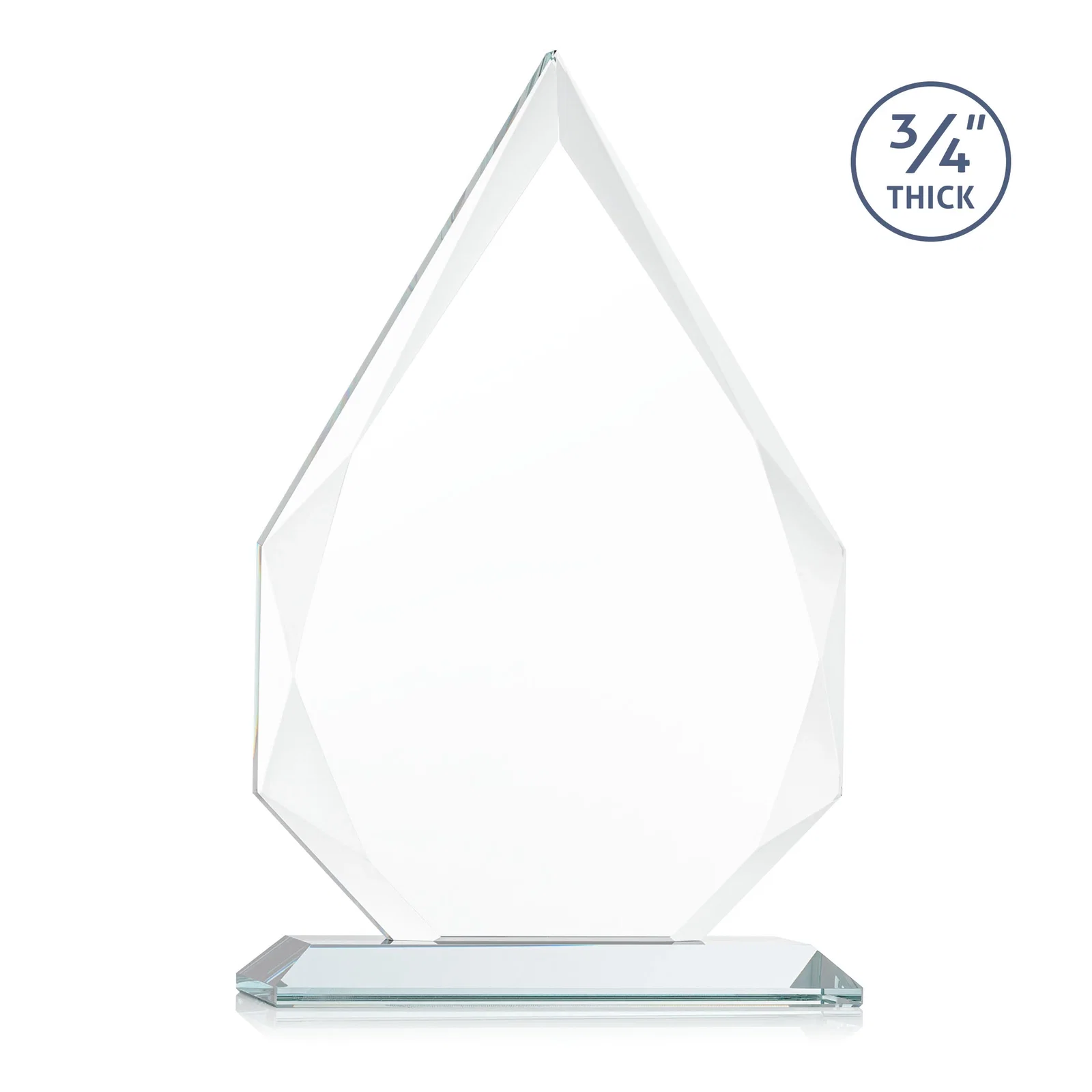 Custom engraved Starfire Crystal Peak Award With Facets Rising to a Point for safety achievement programs