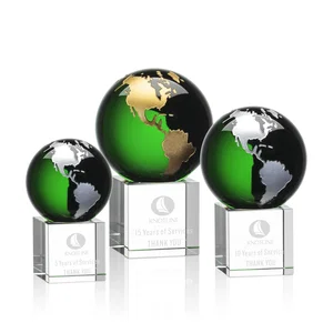 Color-Filled Continent Crystal Globe Award on Optical Cube