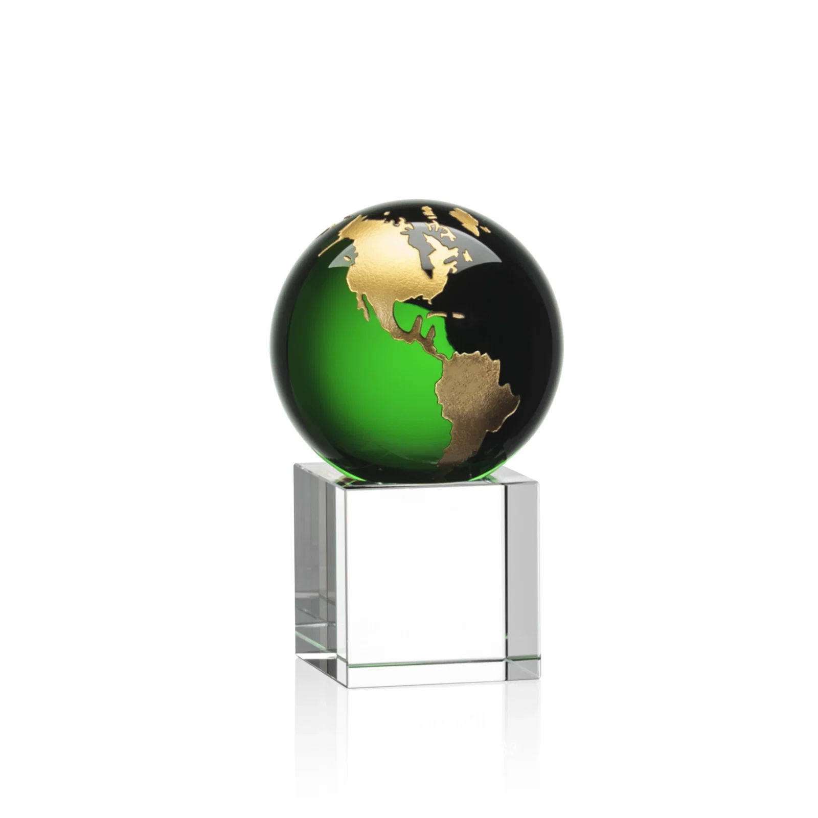 Personalized Color-Filled Continent Crystal Globe Award on Optical Cube for volunteer appreciation