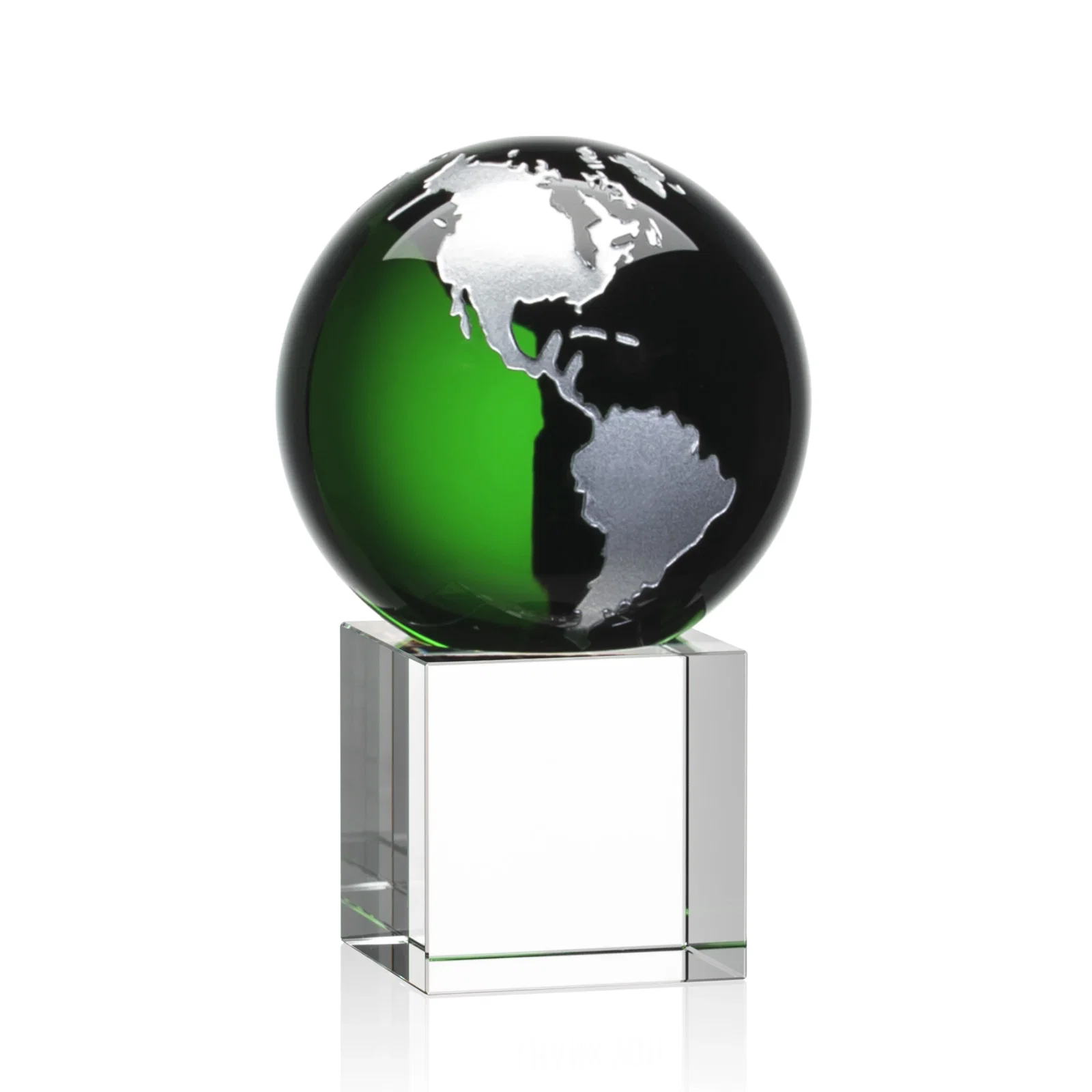 Promotional Color-Filled Continent Crystal Globe Award on Optical Cube for safety achievement programs