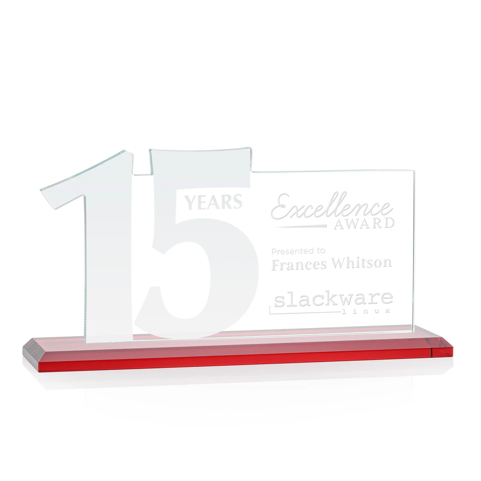 Personalized Starfire Crystal Years of Service Award with a Sculpted Number, awards for sales achievement awards
