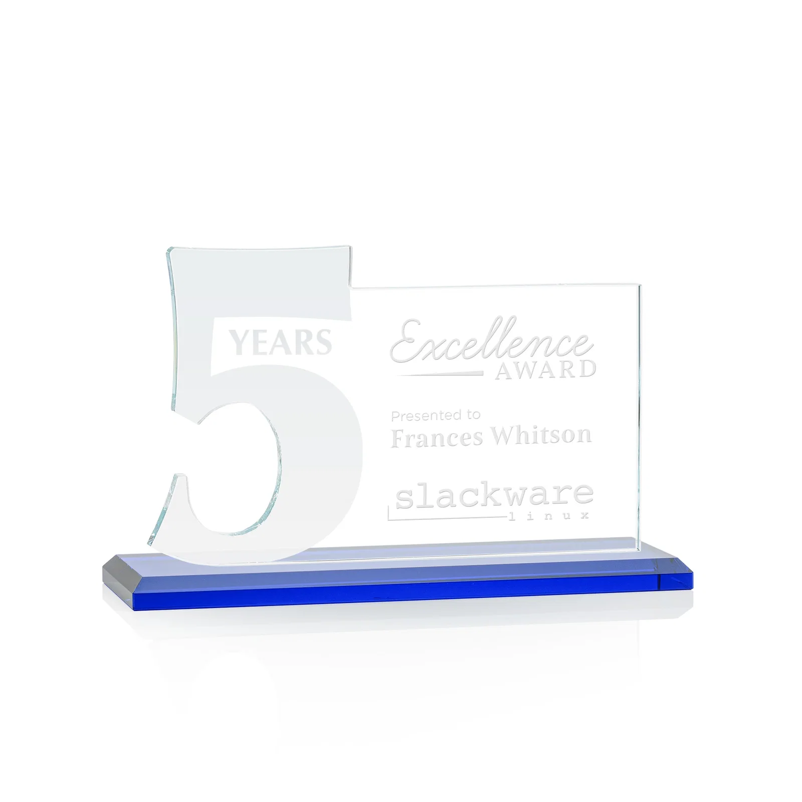 Personalized Starfire Crystal Years of Service Award with a Sculpted Number, awards for graduation ceremonies