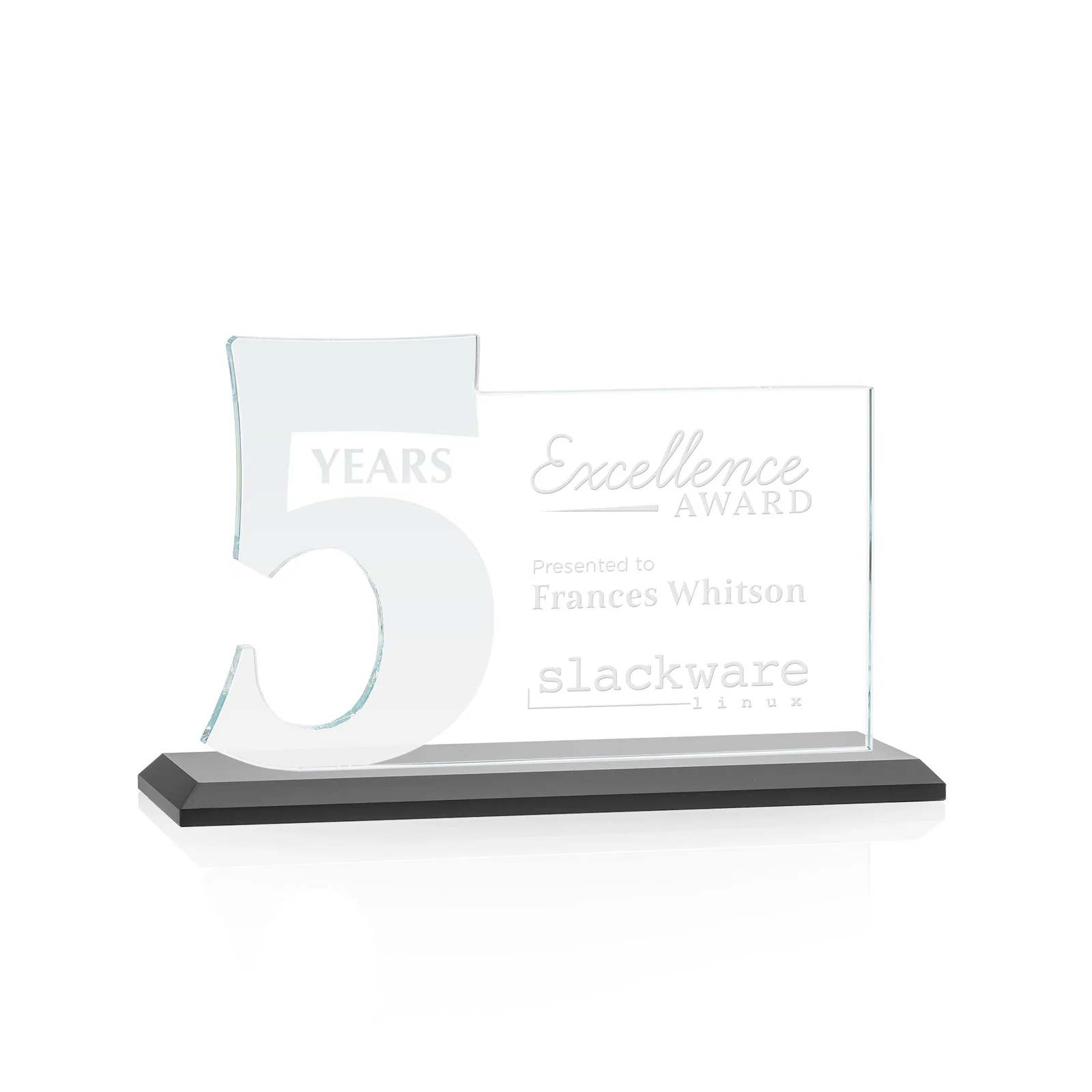 Promotional Starfire Crystal Years of Service Award with a Sculpted Number, awards for corporate award ceremonies