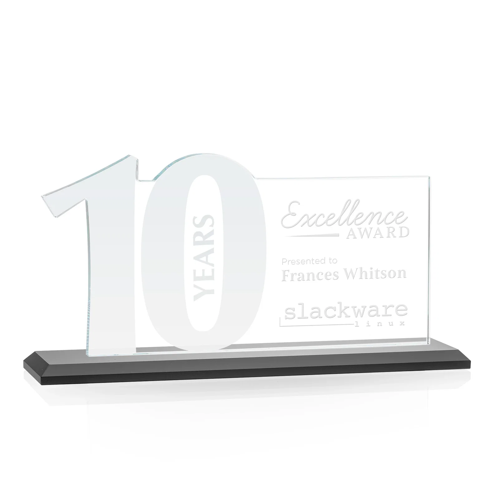 Promotional Starfire Crystal Years of Service Award with a Sculpted Number, awards for service anniversary gifts