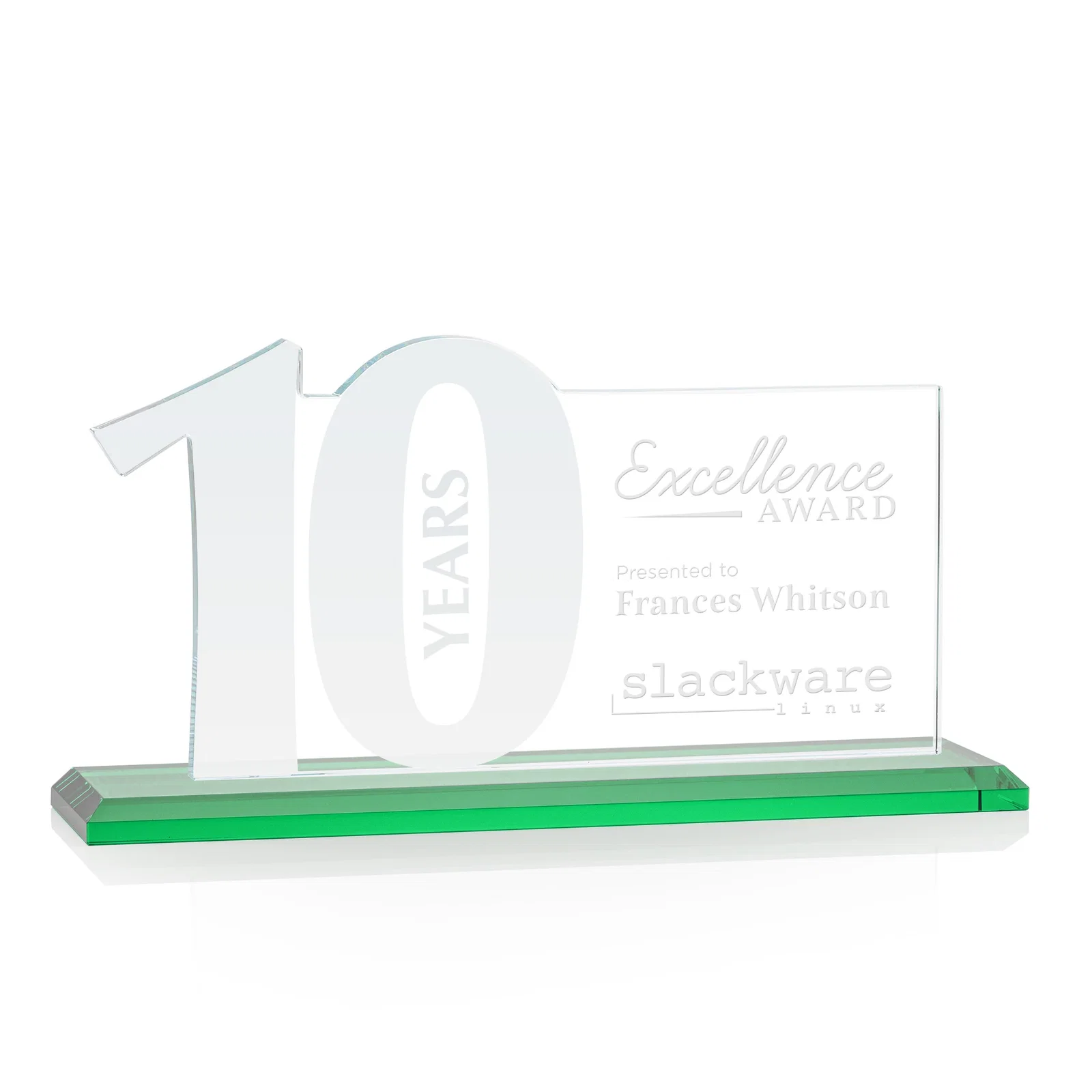Promotional Starfire Crystal Years of Service Award with a Sculpted Number, awards for safety achievement programs