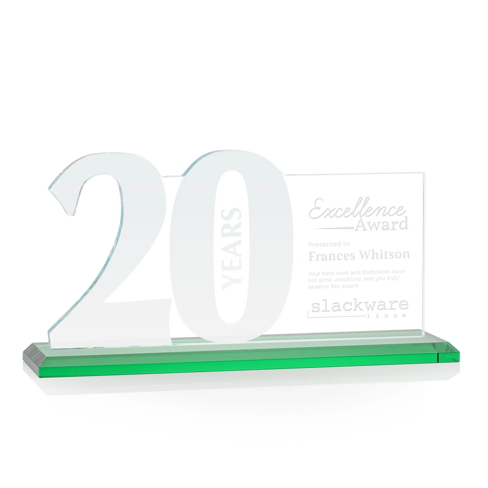 Promotional Starfire Crystal Years of Service Award with a Sculpted Number, awards for dealer and partner awards