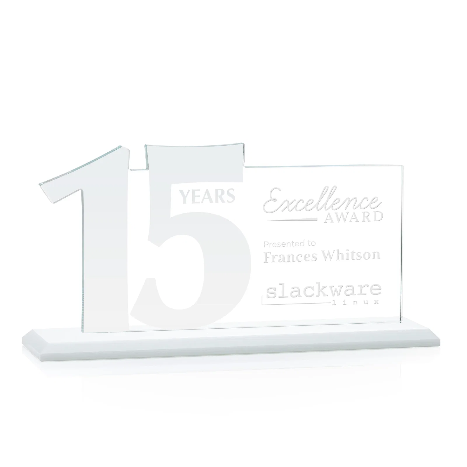 Custom Starfire Crystal Years of Service Award with a Sculpted Number, awards for sales achievement awards