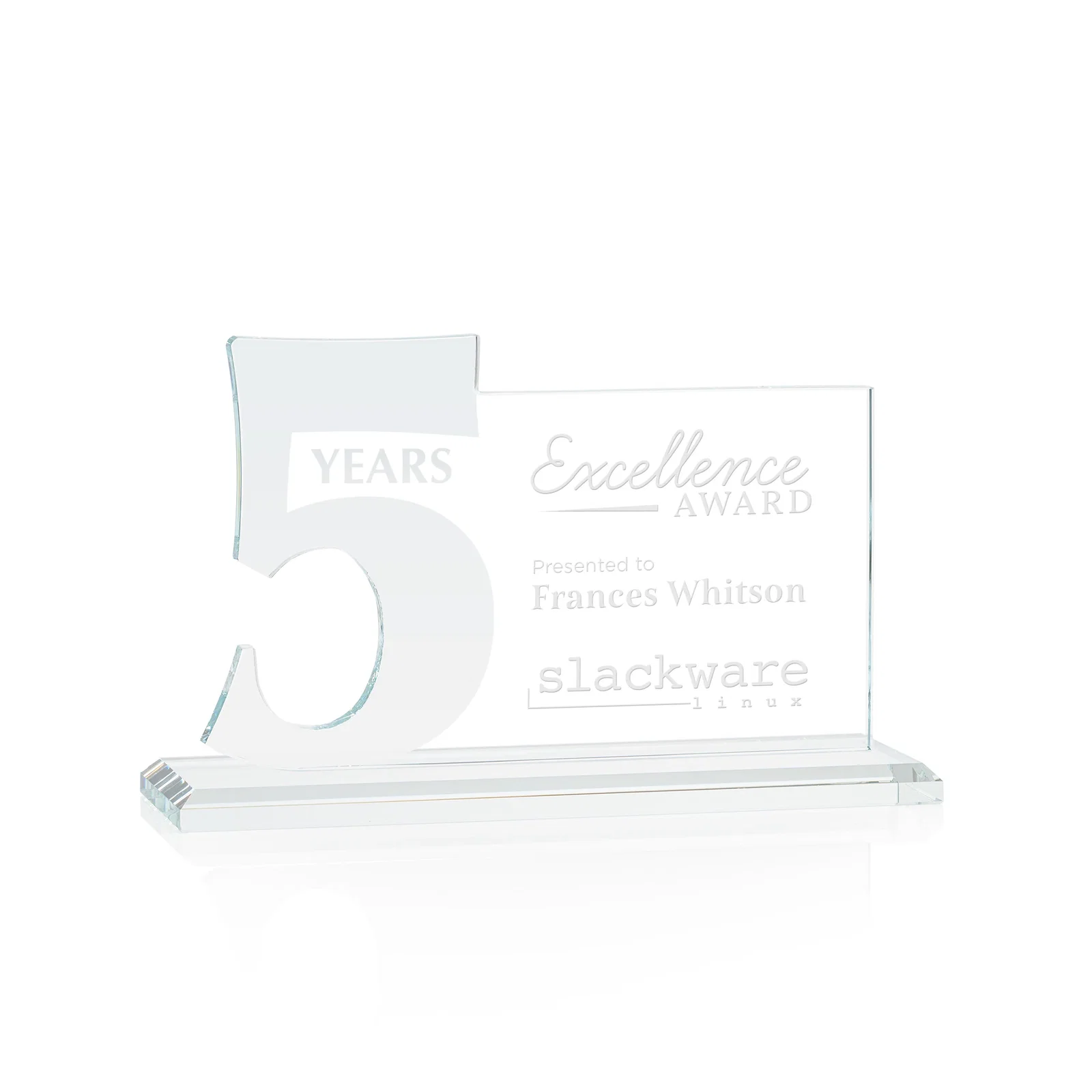 Branded Starfire Crystal Years of Service Award with a Sculpted Number, awards for graduation ceremonies
