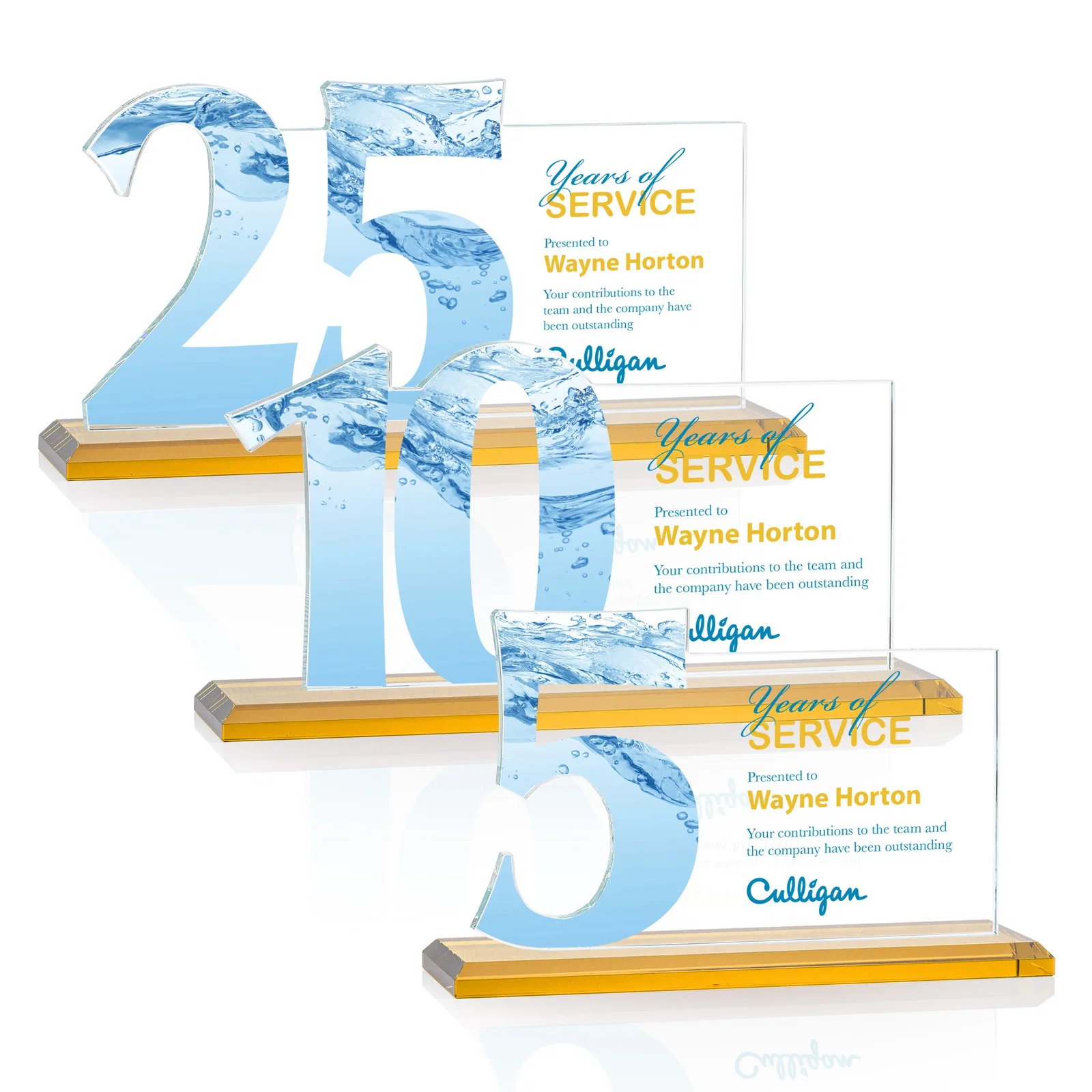 Custom printed Starfire Crystal Years of Service Award with a Sculpted Number, awards for graduation ceremonies