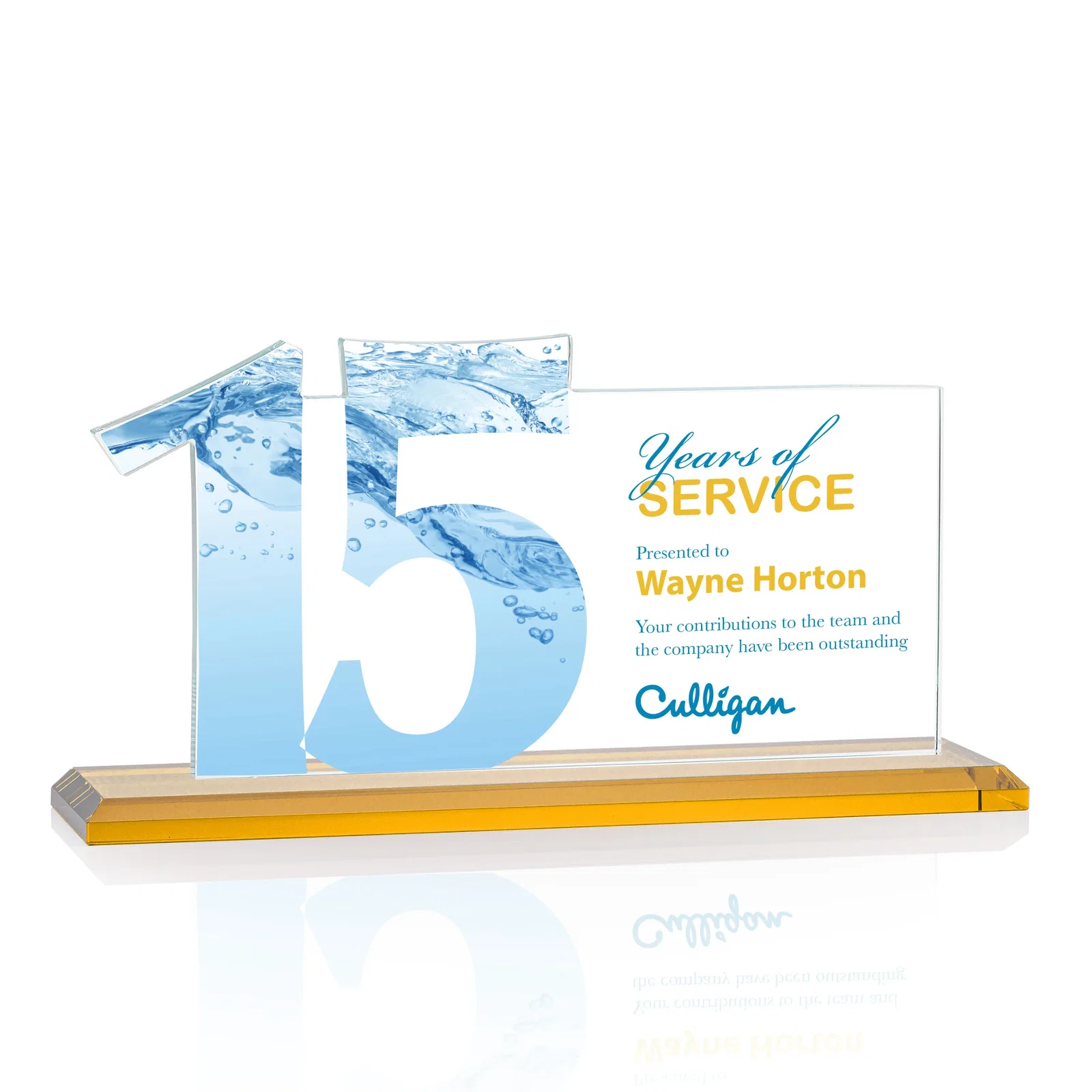 Custom printed Starfire Crystal Years of Service Award with a Sculpted Number, awards for dealer and partner awards