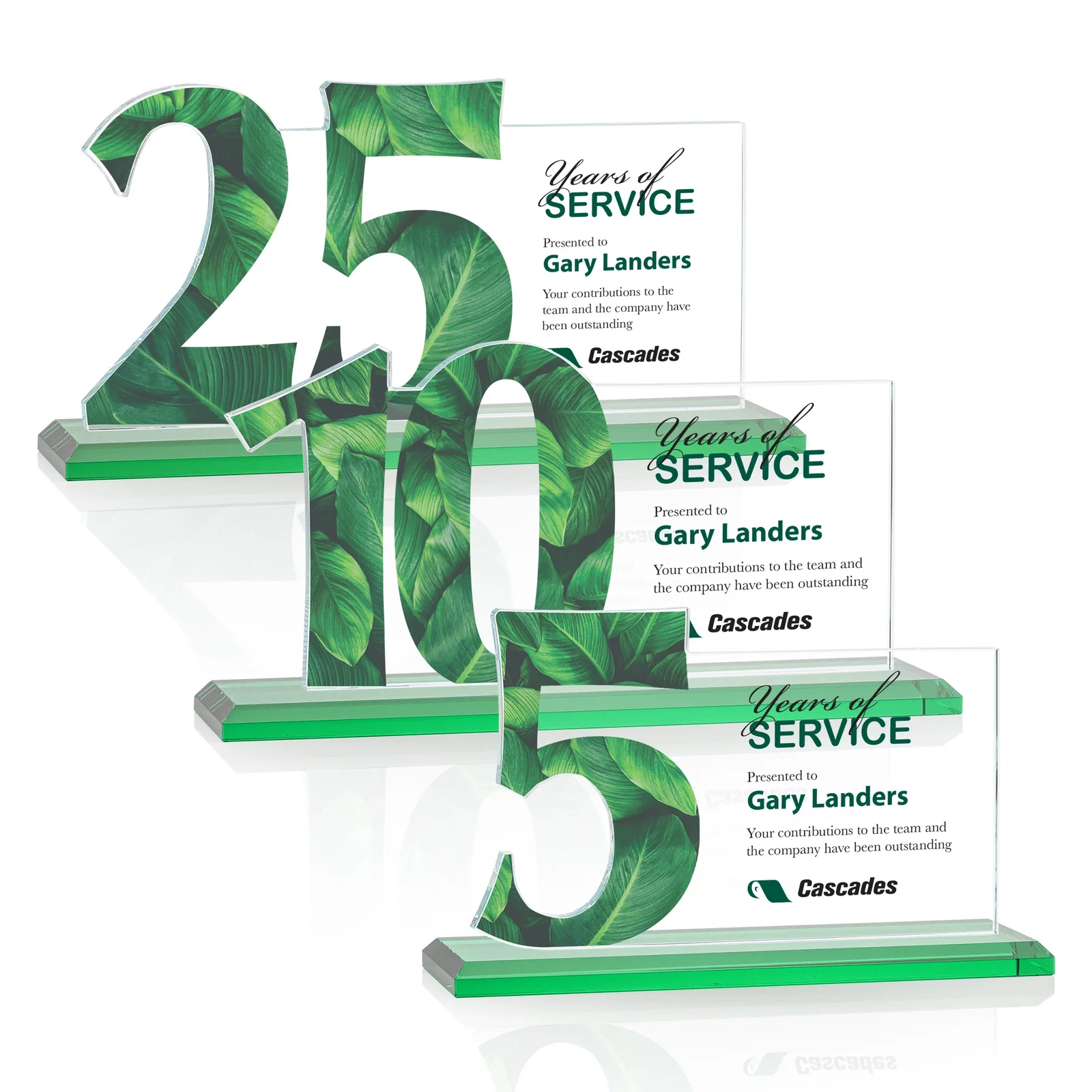 Customized Starfire Crystal Years of Service Award with a Sculpted Number, awards for service anniversary gifts