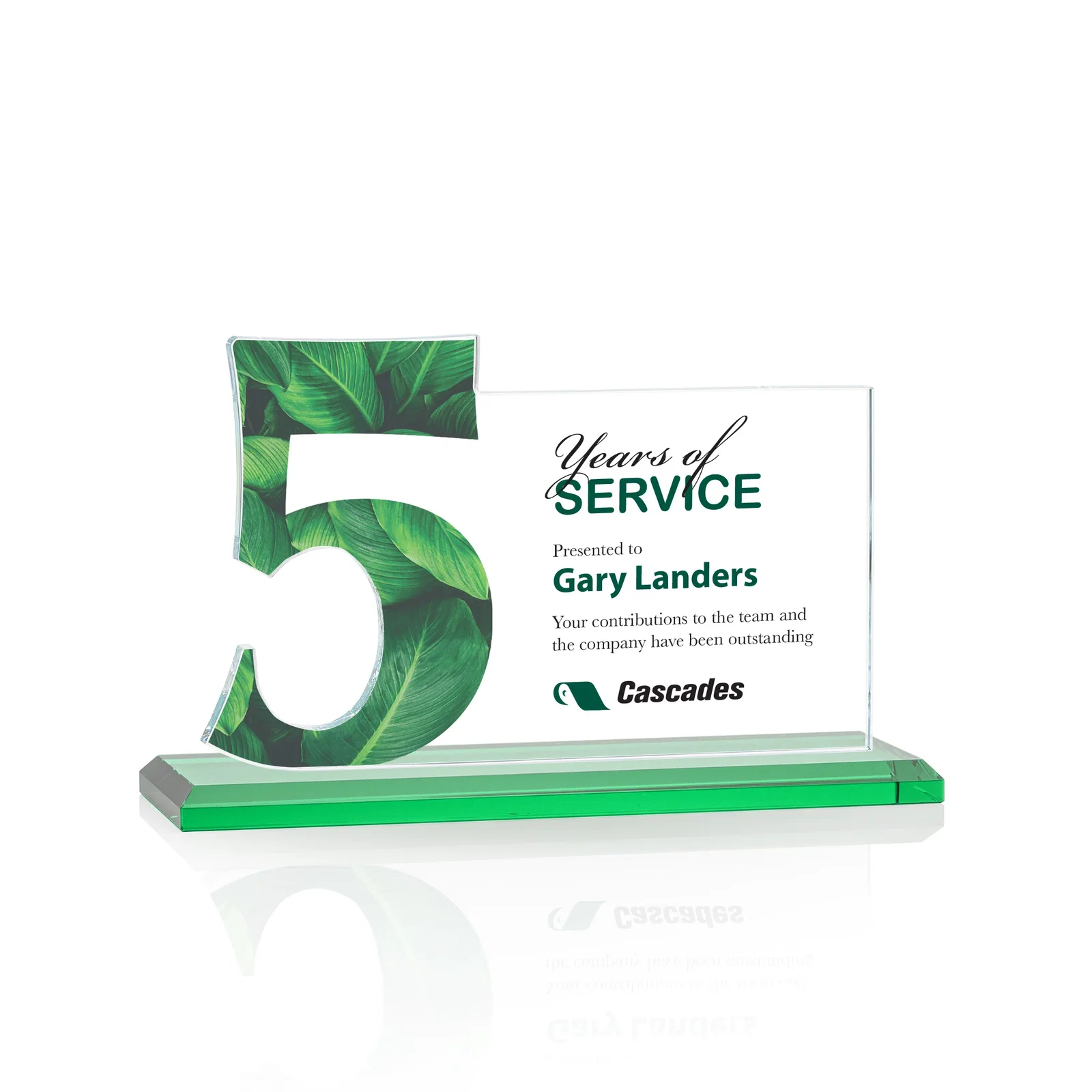 Customized Starfire Crystal Years of Service Award with a Sculpted Number, awards for sales achievement awards