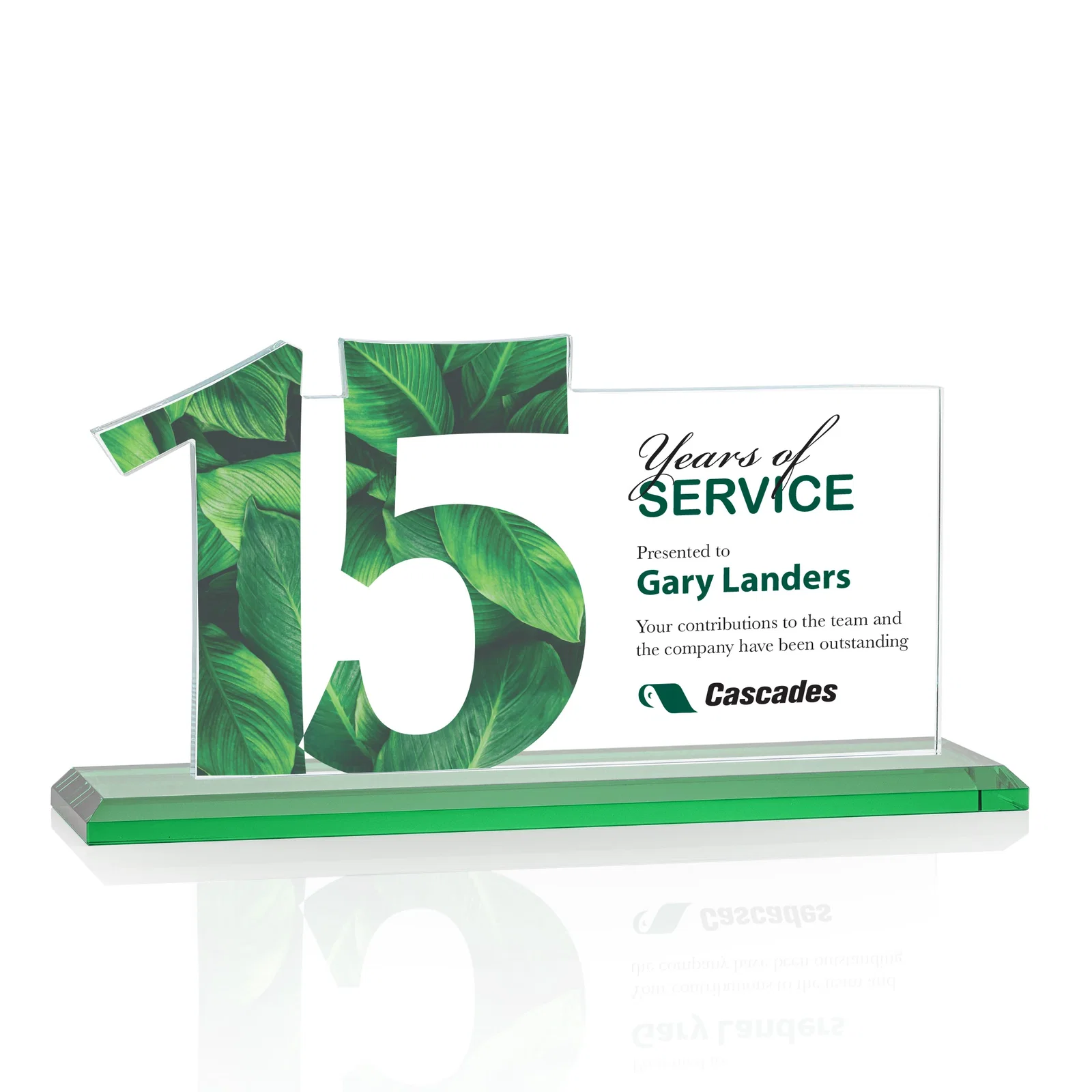 Customized Starfire Crystal Years of Service Award with a Sculpted Number, awards for team milestone celebrations
