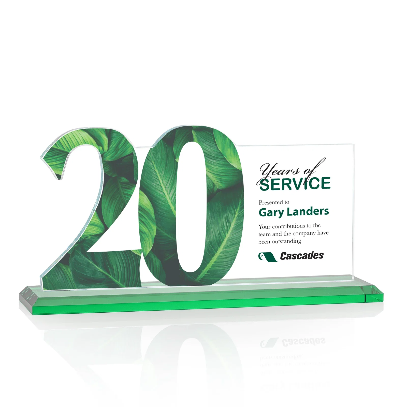 Customized Starfire Crystal Years of Service Award with a Sculpted Number, awards for donor appreciation