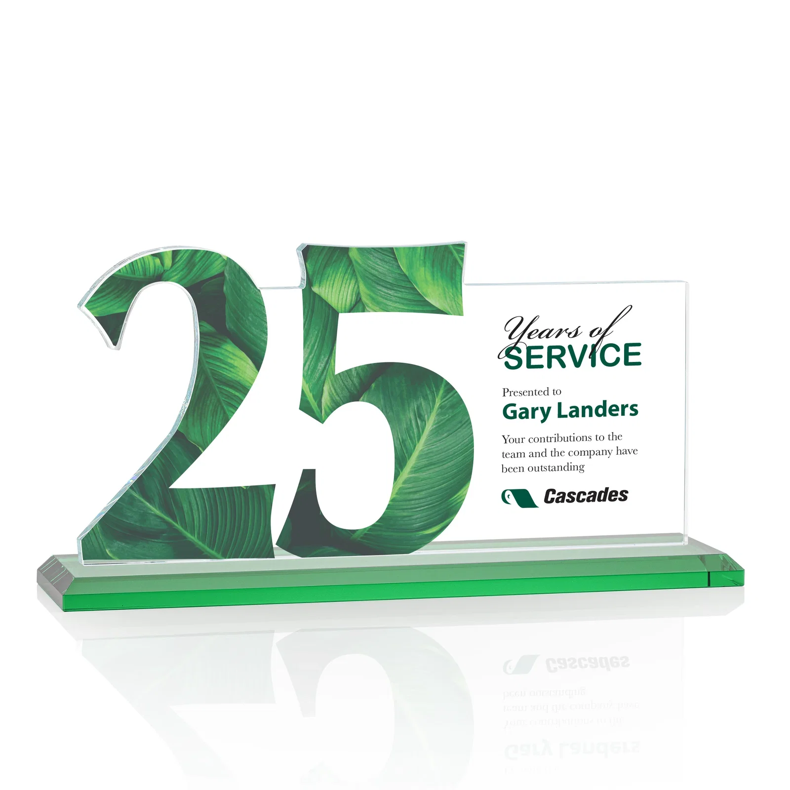 Customized Starfire Crystal Years of Service Award with a Sculpted Number, awards for graduation ceremonies