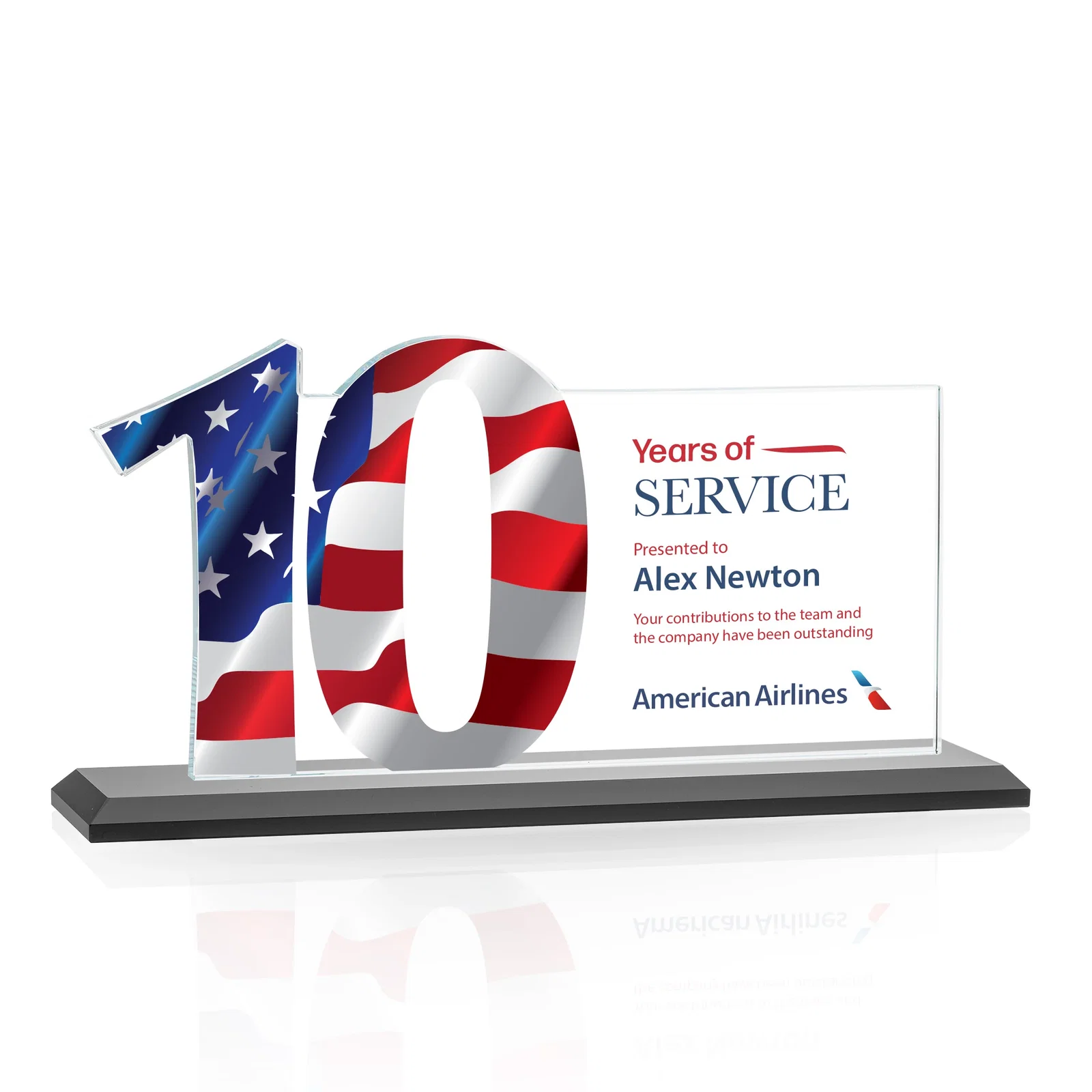 Customized Starfire Crystal Years of Service Award with a Sculpted Number, awards for dealer and partner awards