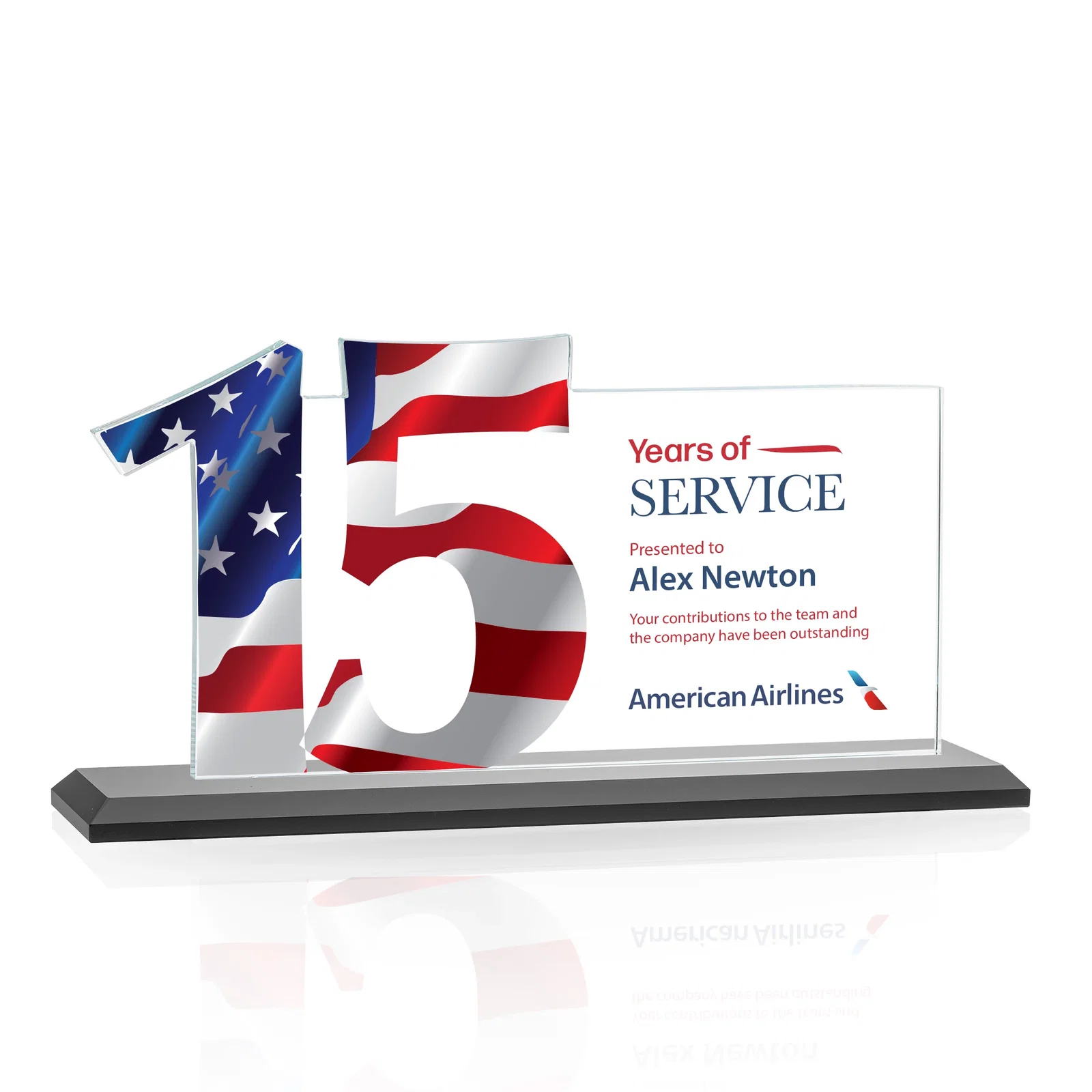 Customized Starfire Crystal Years of Service Award with a Sculpted Number, awards for company anniversary events