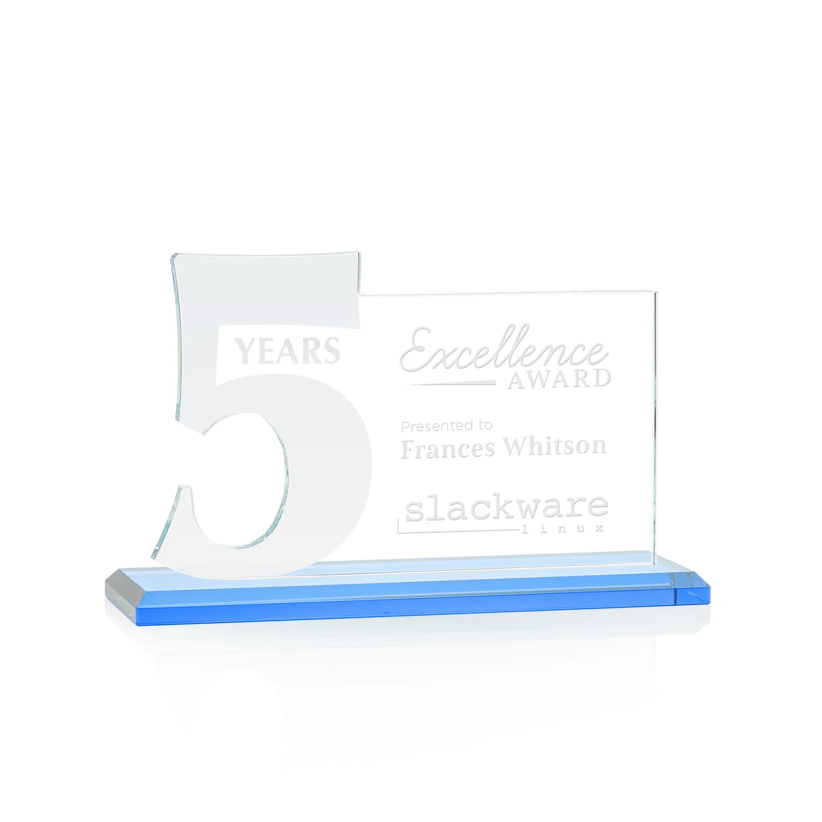 Custom Starfire Crystal Years of Service Award with a Sculpted Number, awards for graduation ceremonies