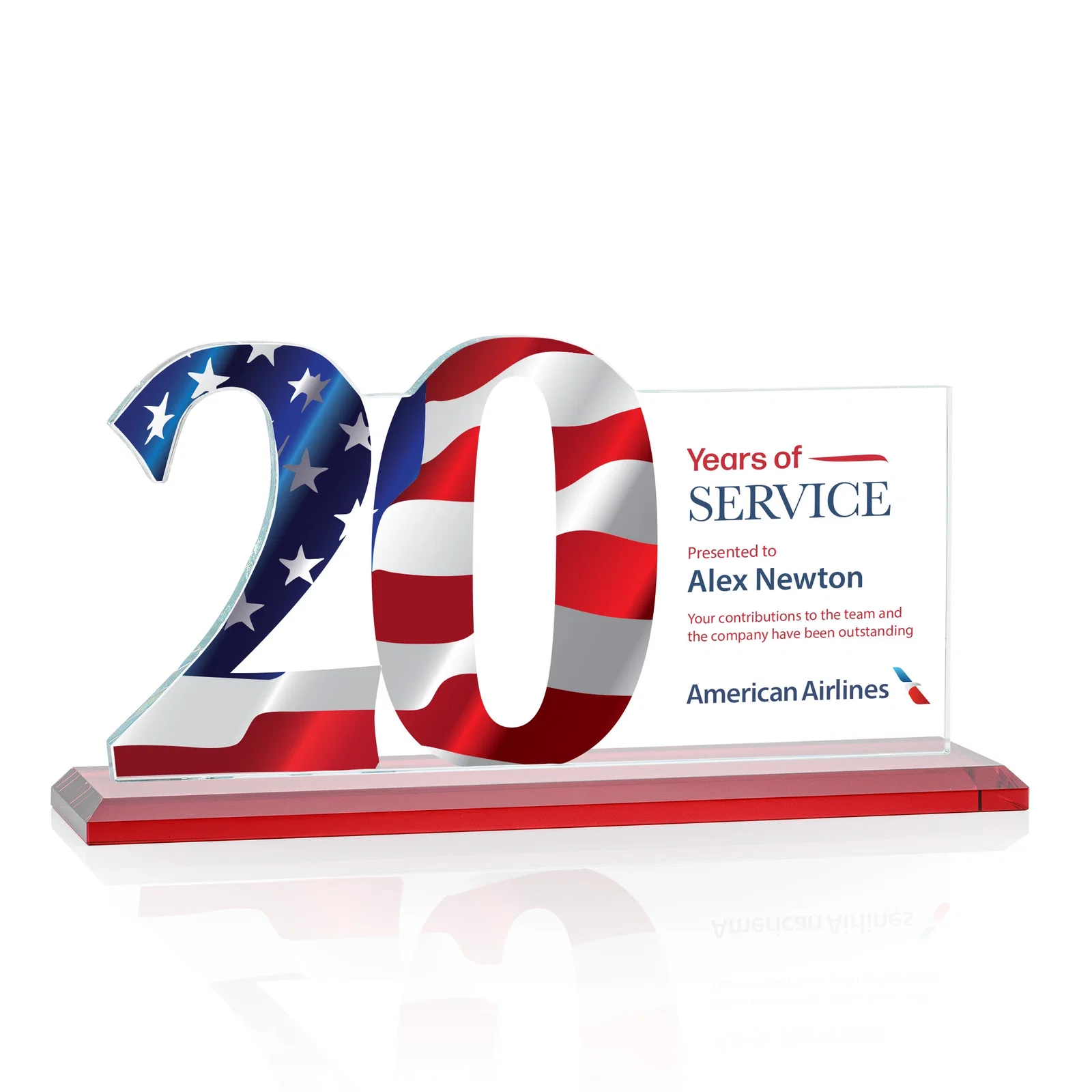 Custom Starfire Crystal Years of Service Award with a Sculpted Number, awards, with your logo for employee recognition