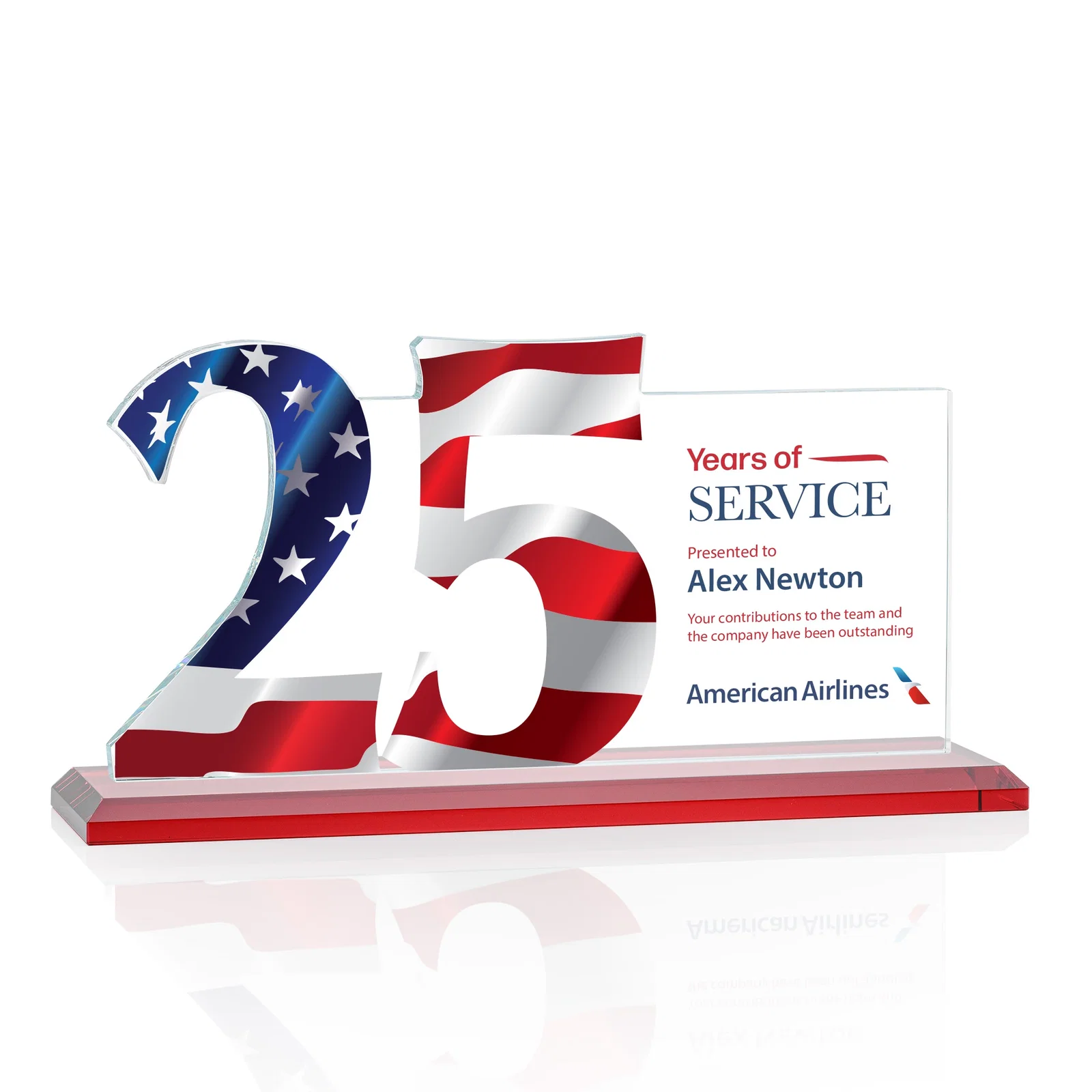 Custom Starfire Crystal Years of Service Award with a Sculpted Number, awards, with your logo for corporate award ceremonies