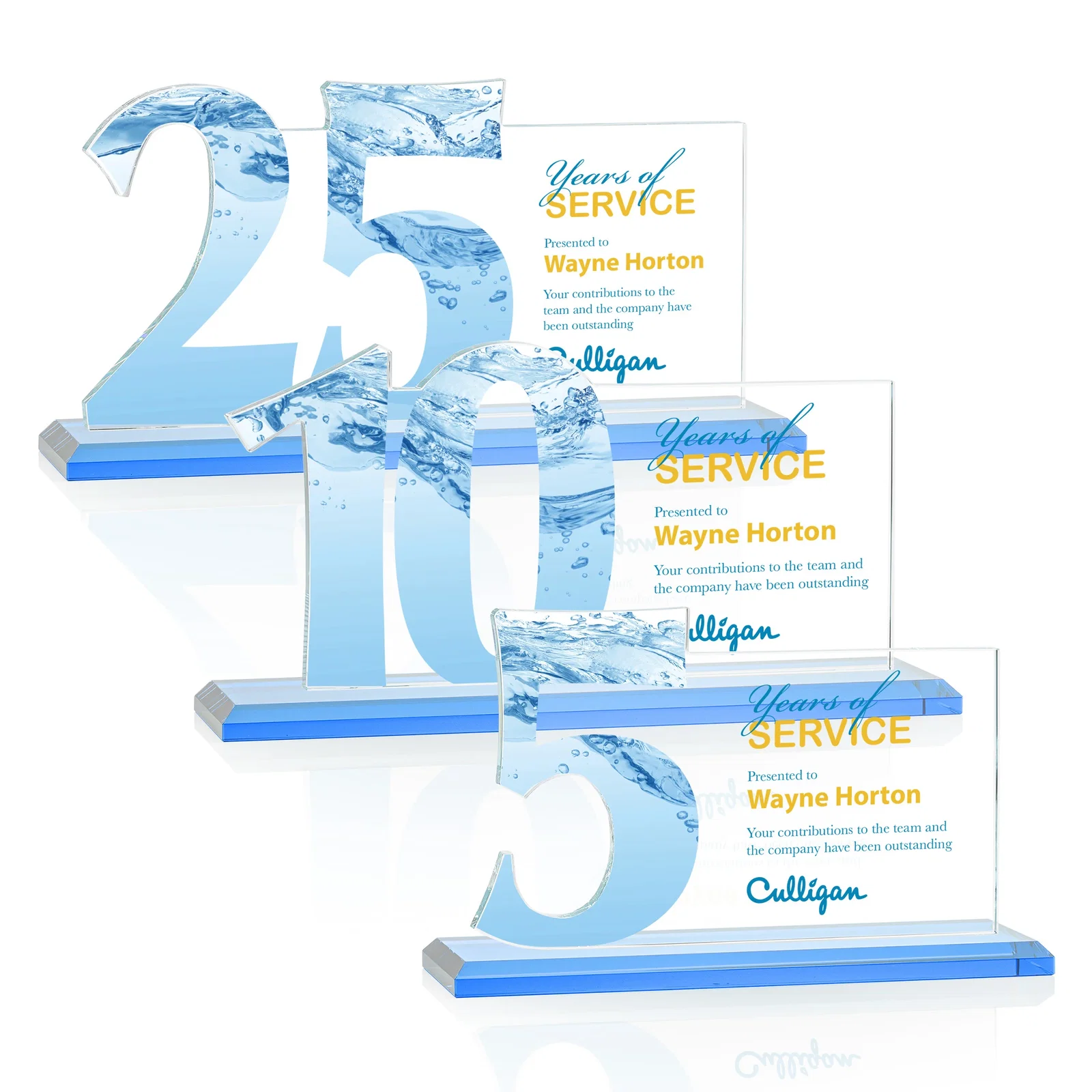 Custom Starfire Crystal Years of Service Award with a Sculpted Number, awards, with your logo for service anniversary gifts