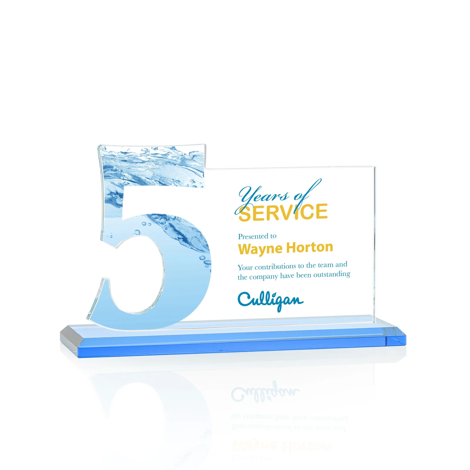 Custom Starfire Crystal Years of Service Award with a Sculpted Number, awards, with your logo for sales achievement awards