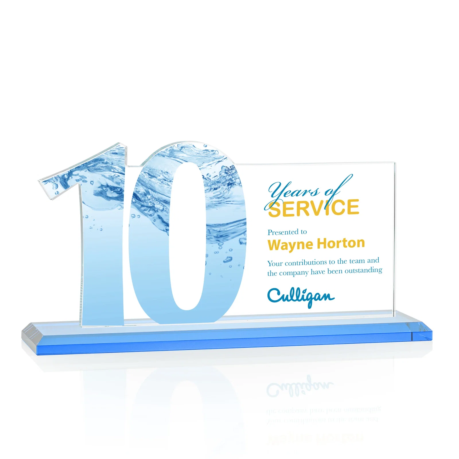 Custom Starfire Crystal Years of Service Award with a Sculpted Number, awards, with your logo for retirement presentations