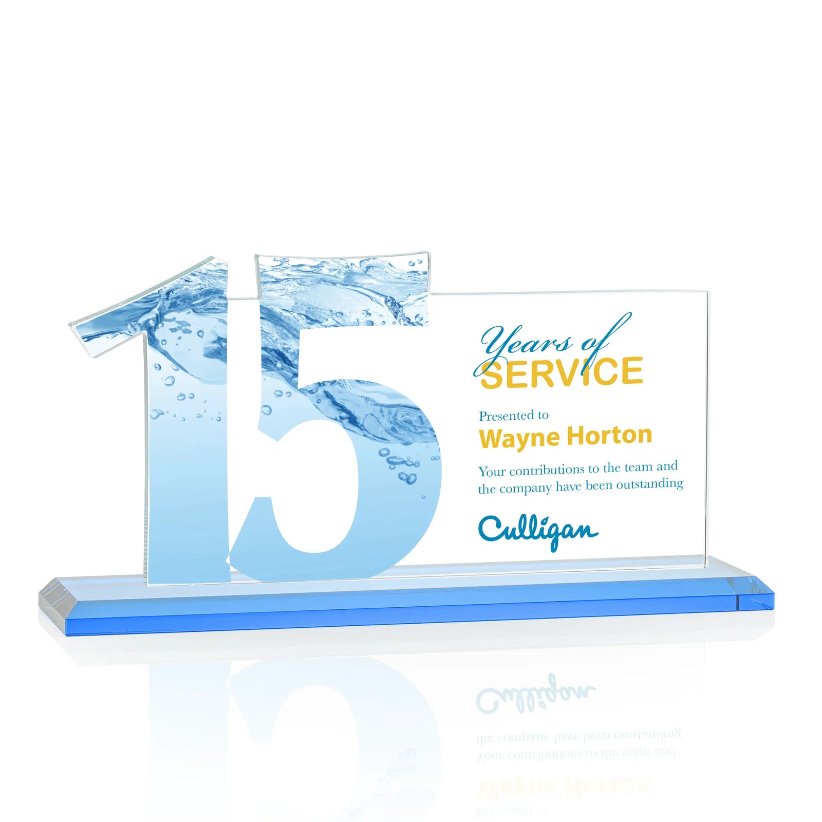 Custom Starfire Crystal Years of Service Award with a Sculpted Number, awards, with your logo for team milestone celebrations